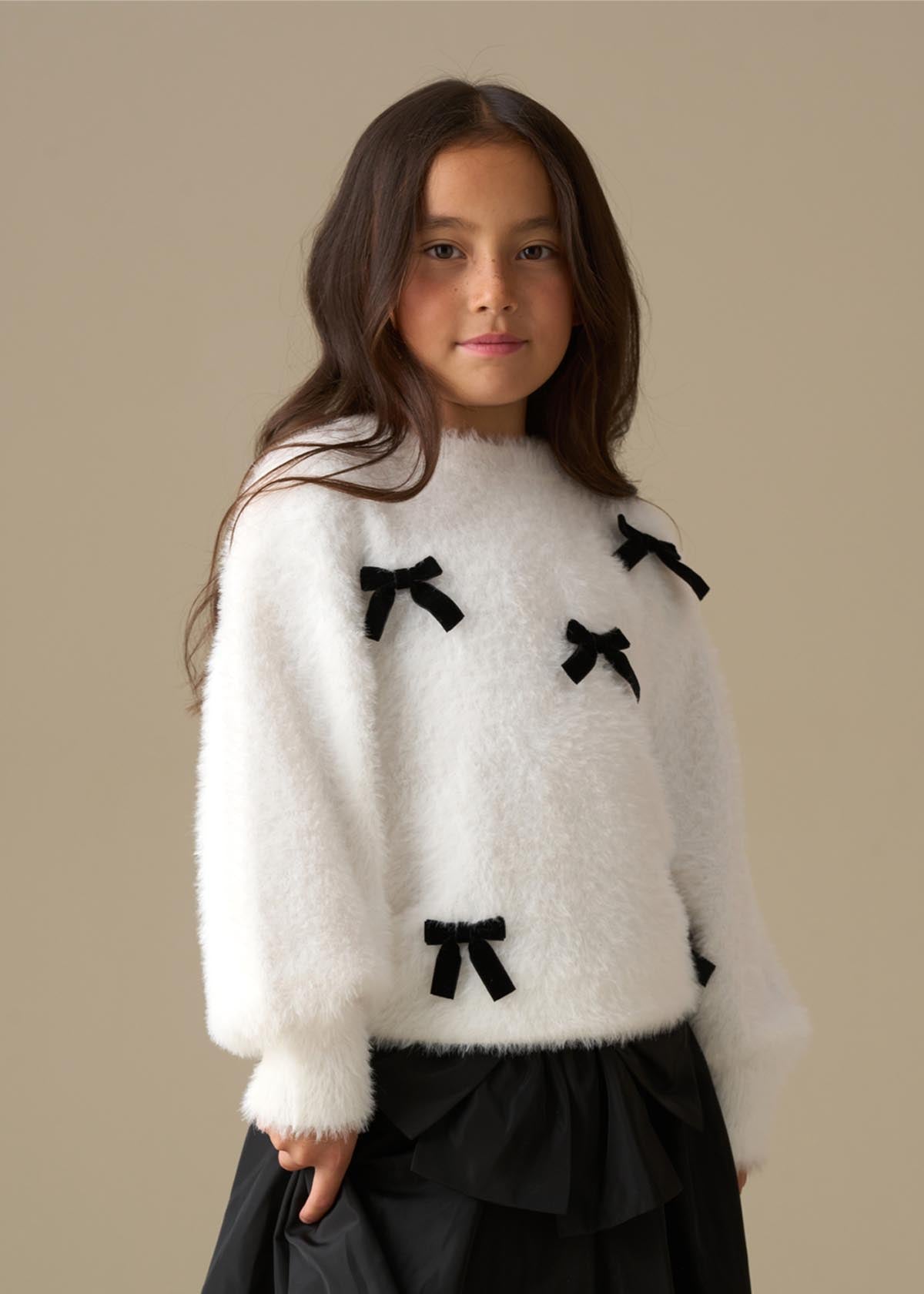 Mia Velvet Bow Eyelash Jumper