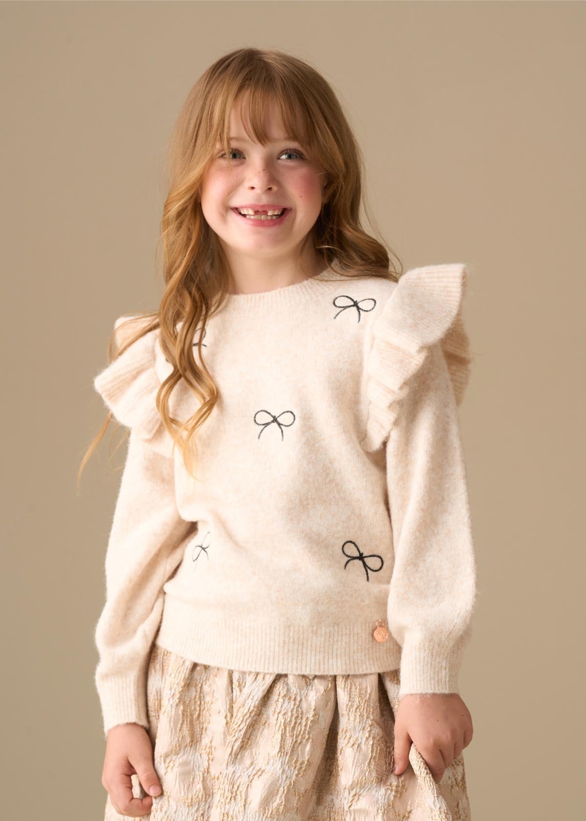pink girl diamonte ruffle jumper
