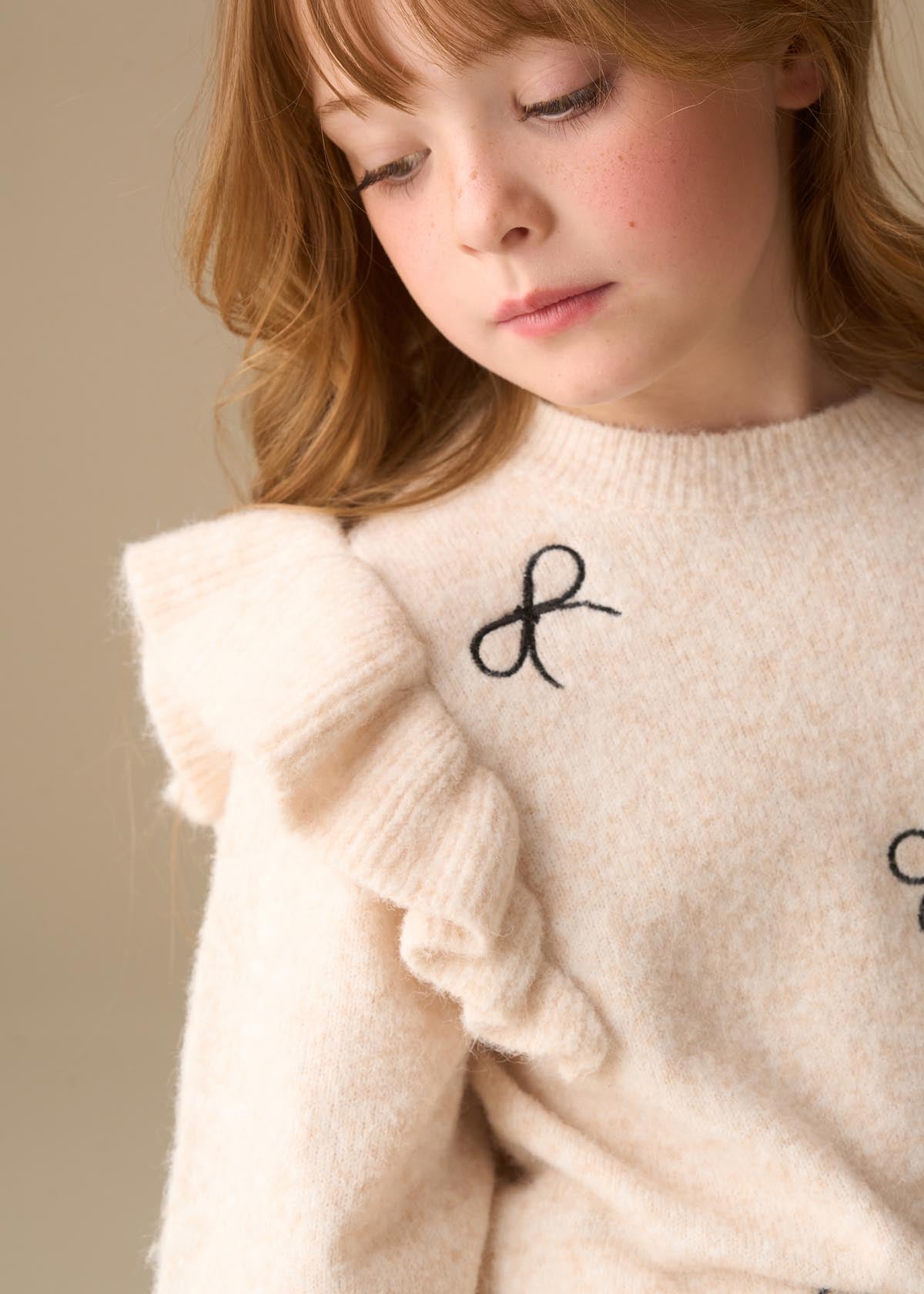 cotton girl diamonte ruffle jumper