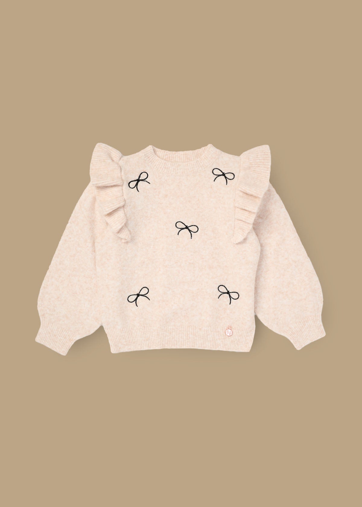 long sleeve girl diamonte ruffle jumper