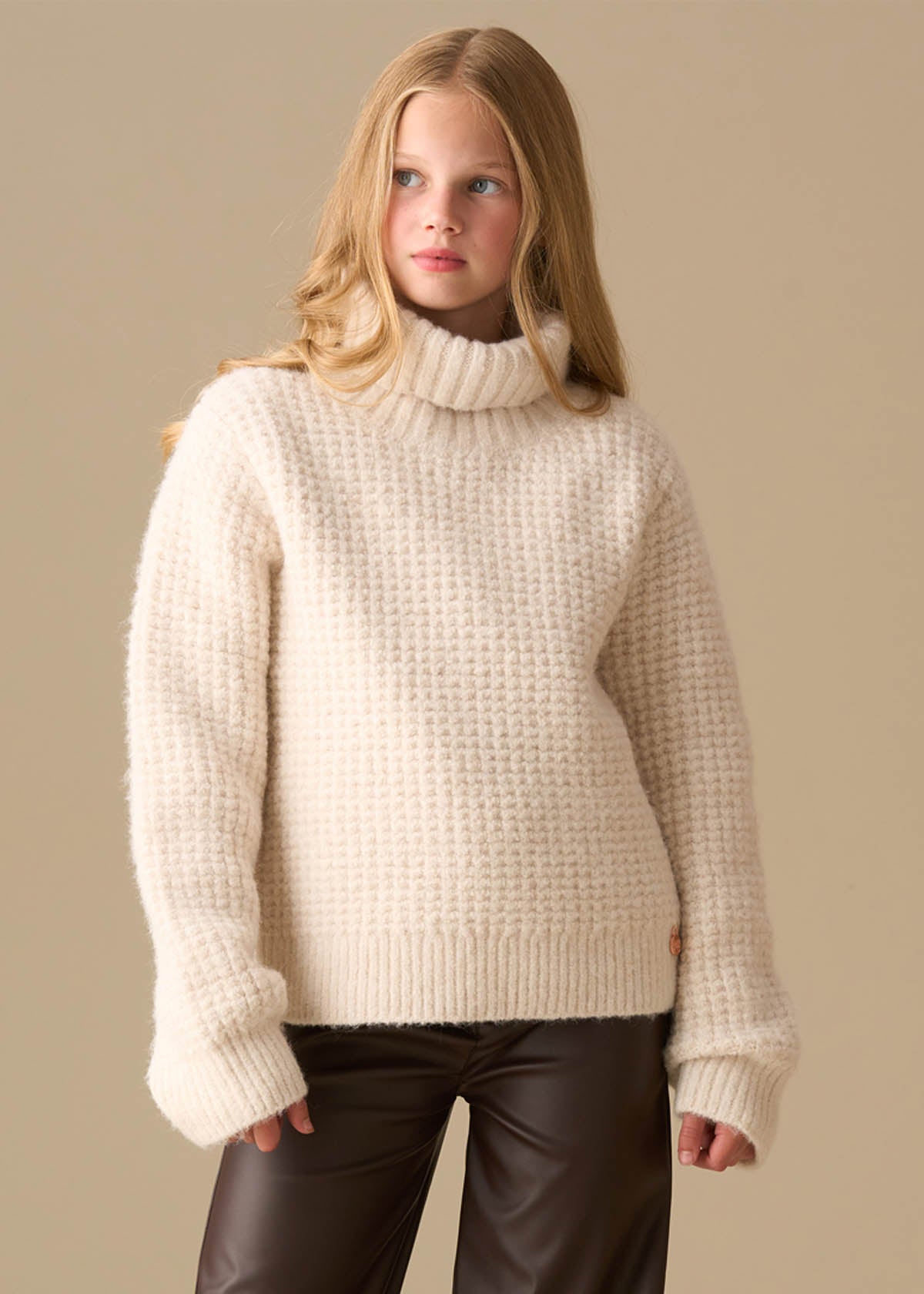 cotton girl chunky rollneck jumper