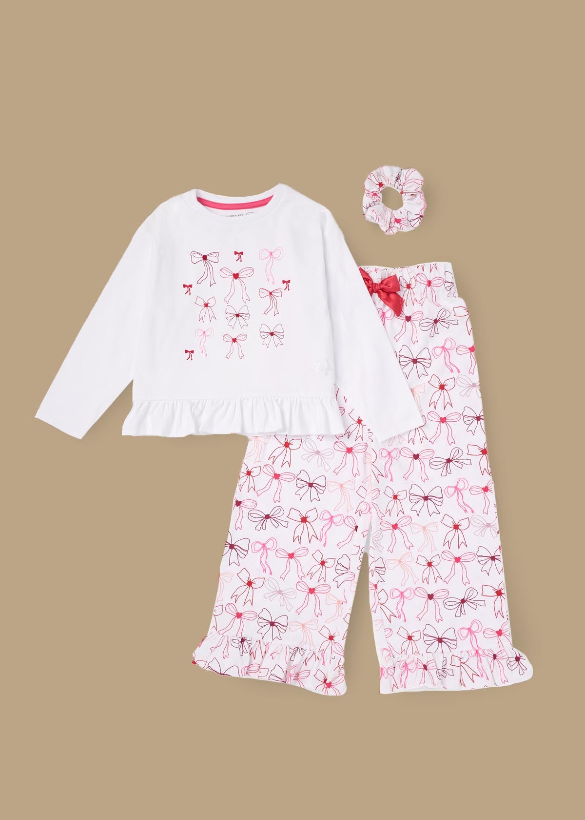 Girl Bow Print Frill Pjs