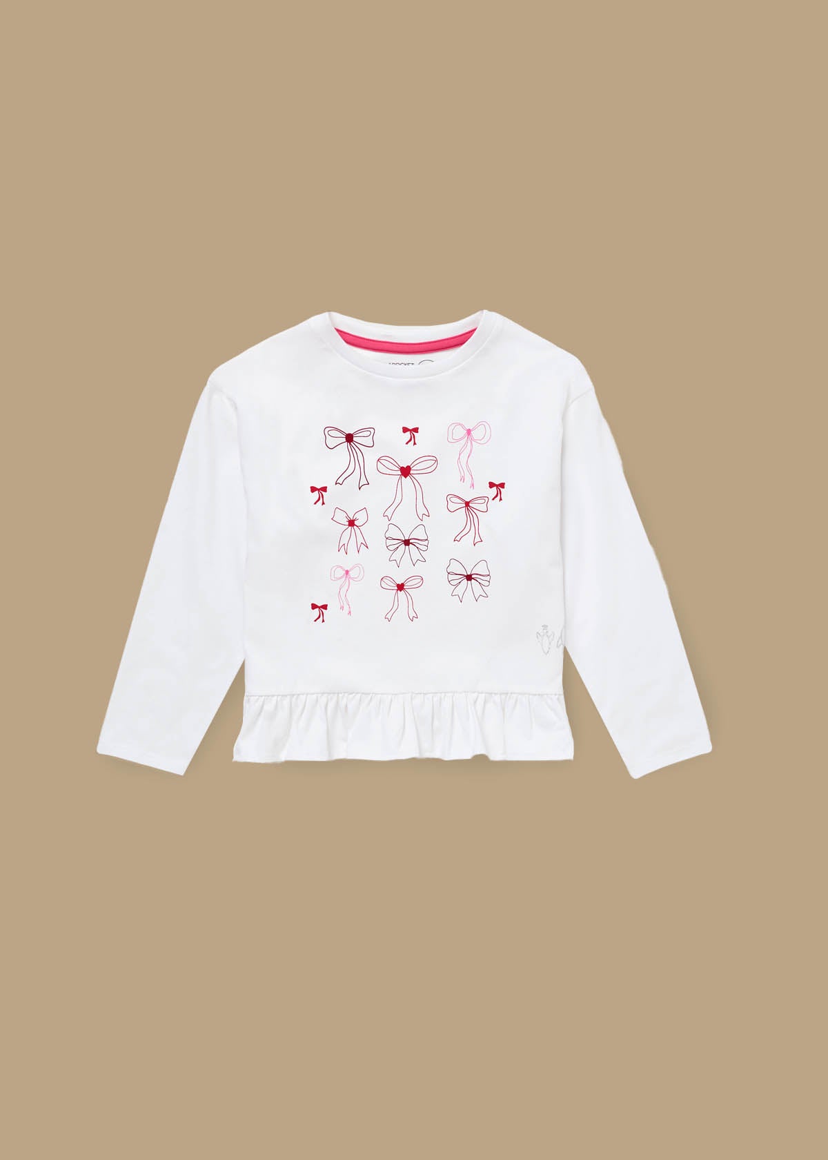 white girl bow print frill pjs