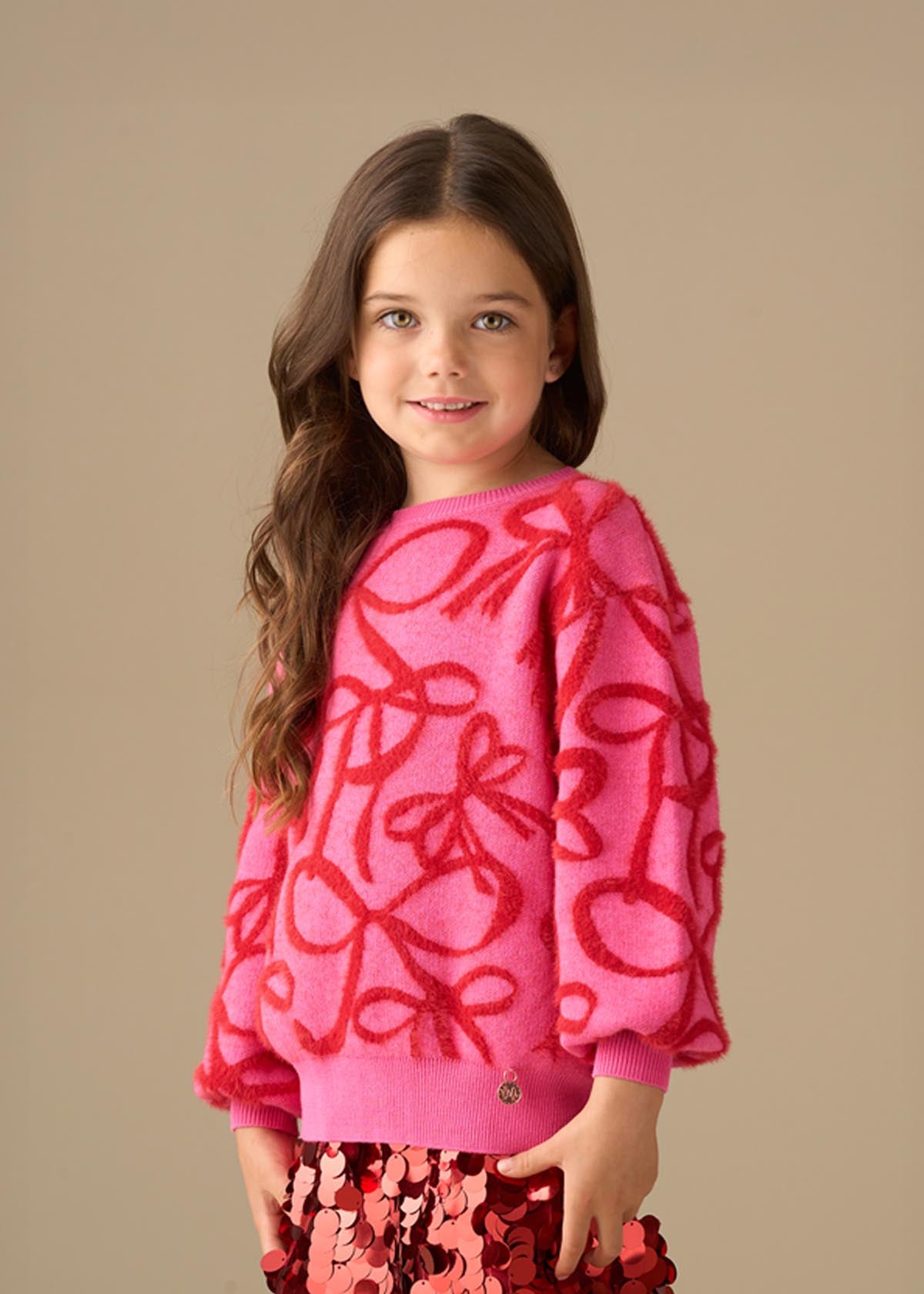 cotton girl bow eyelash jumper