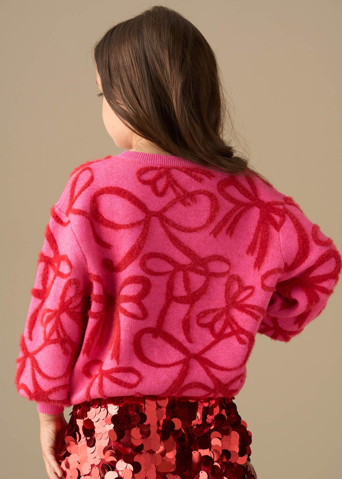 cropped girl bow eyelash jumper
