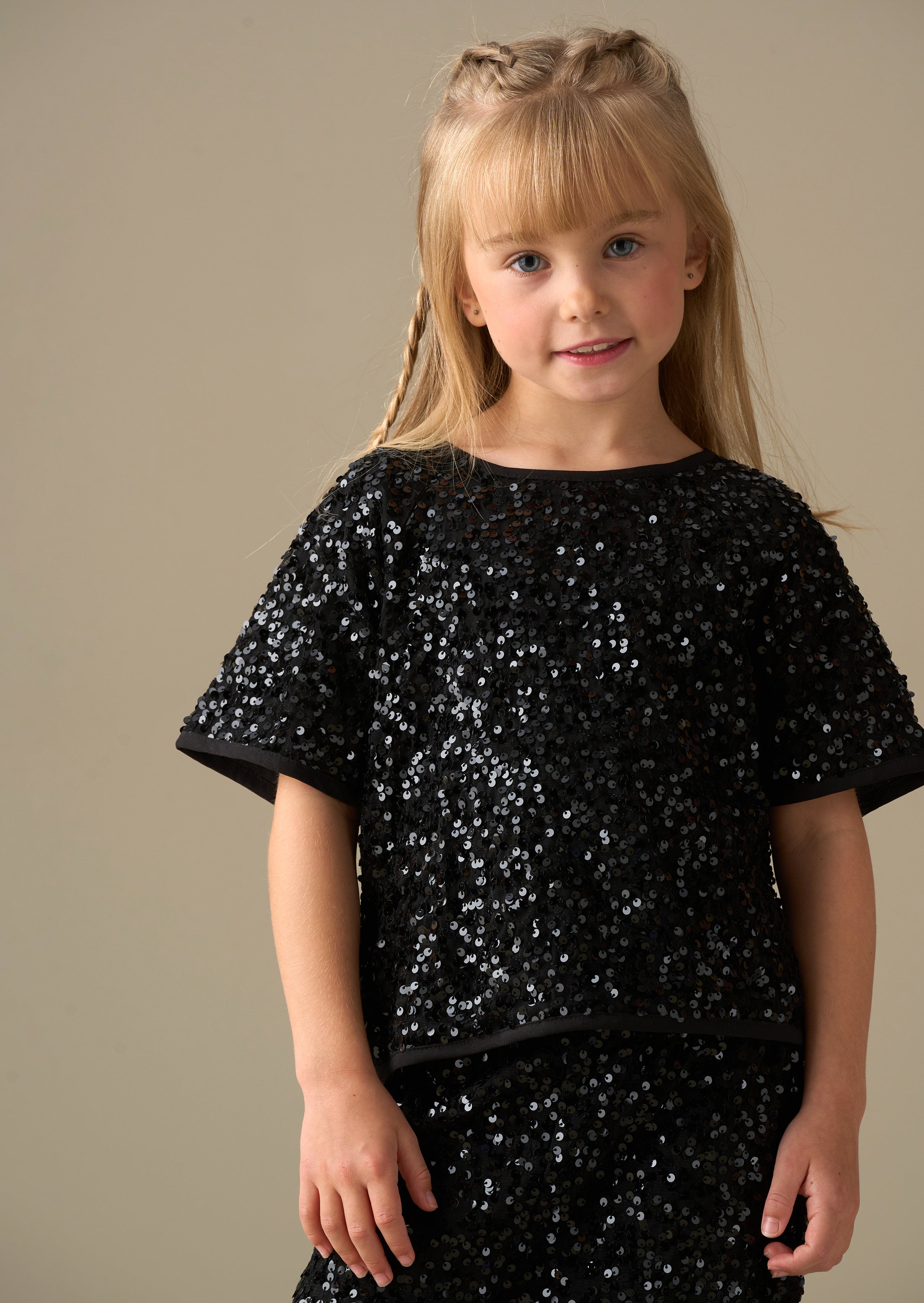 Girl Black Sequin Top