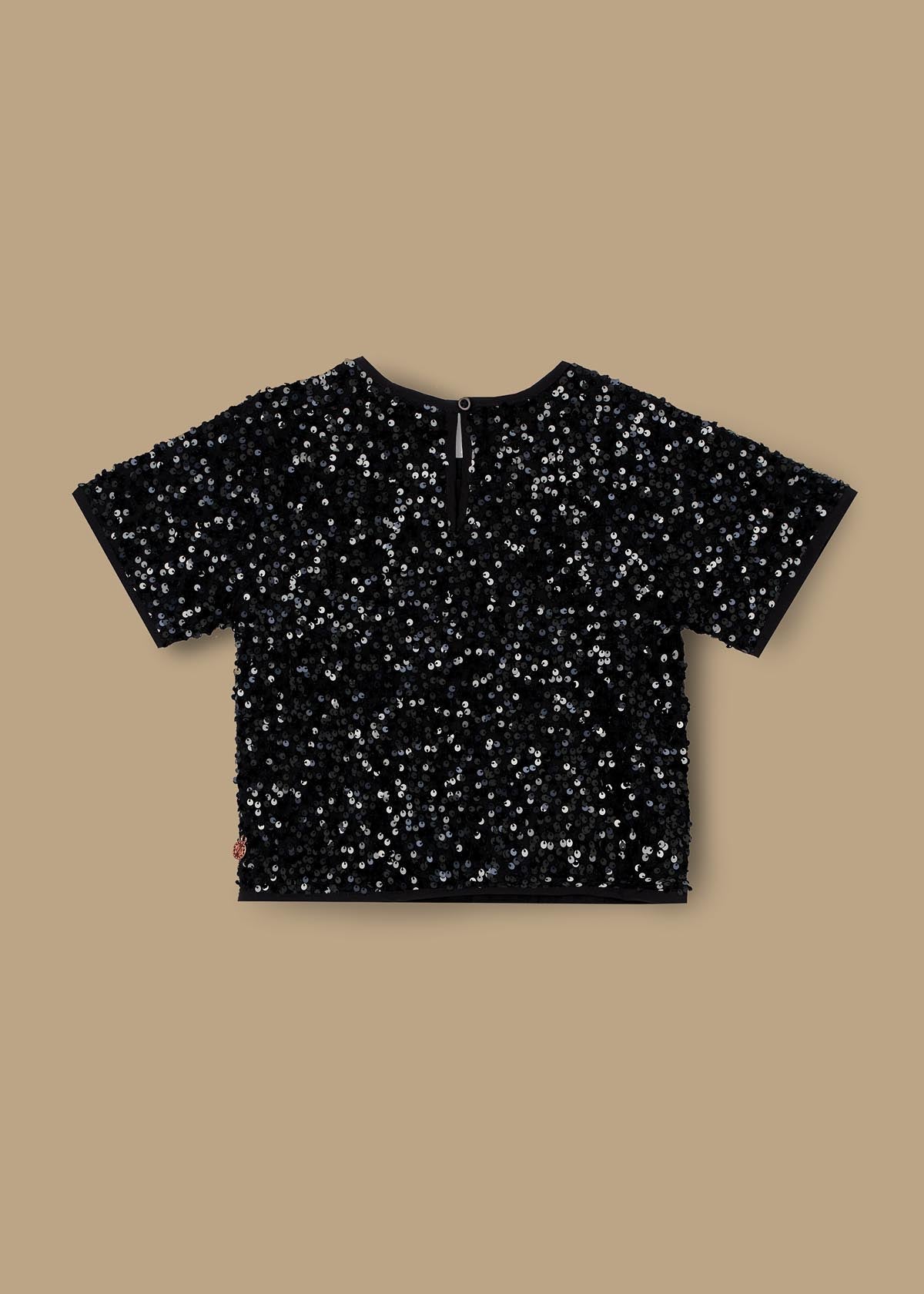 online girl black sequin top