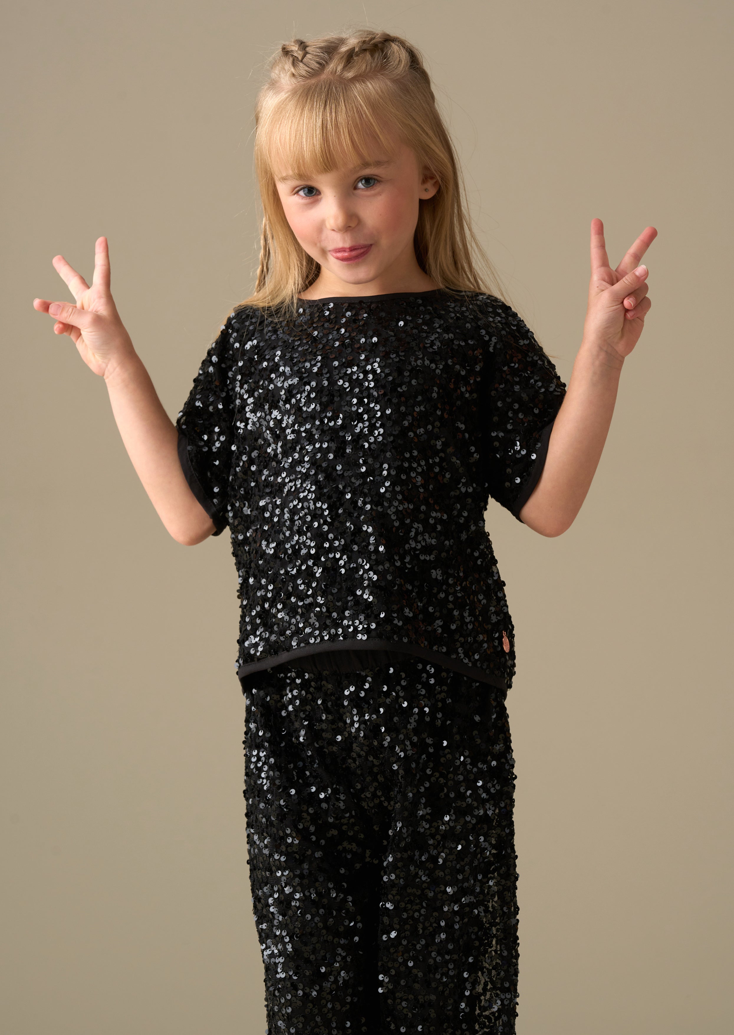 buy sets girl black sequin top