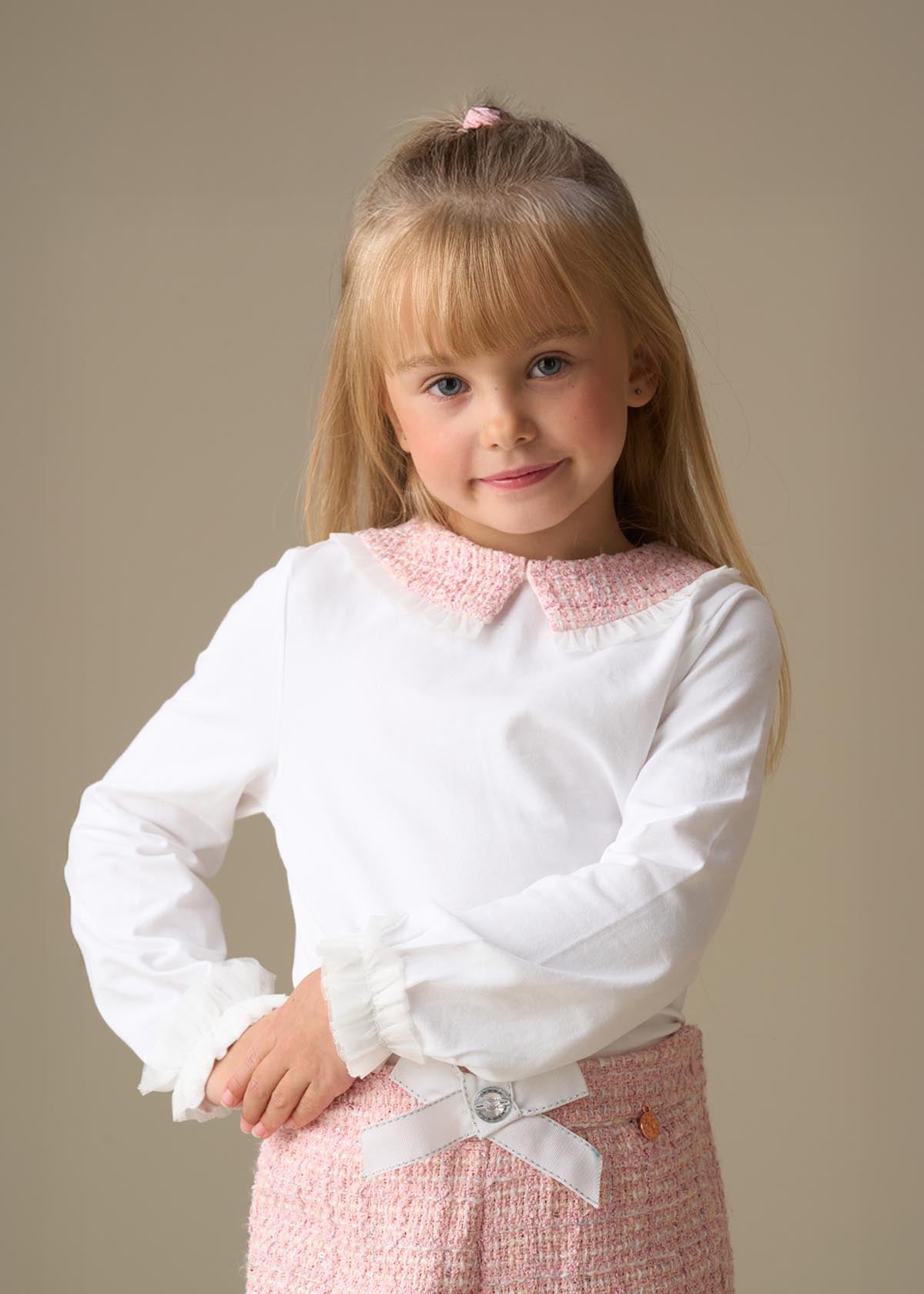 Faye Tweed Collar Ls Top