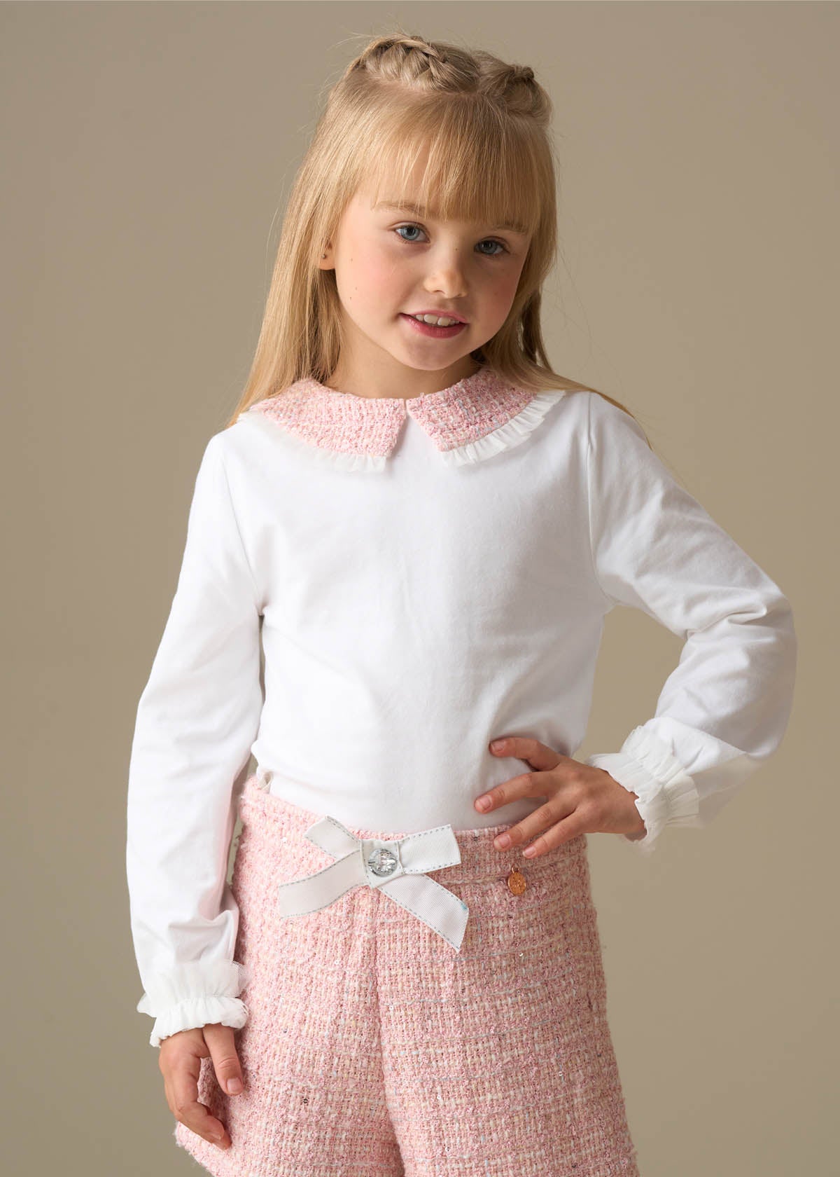 Faye Tweed Collar Ls Top