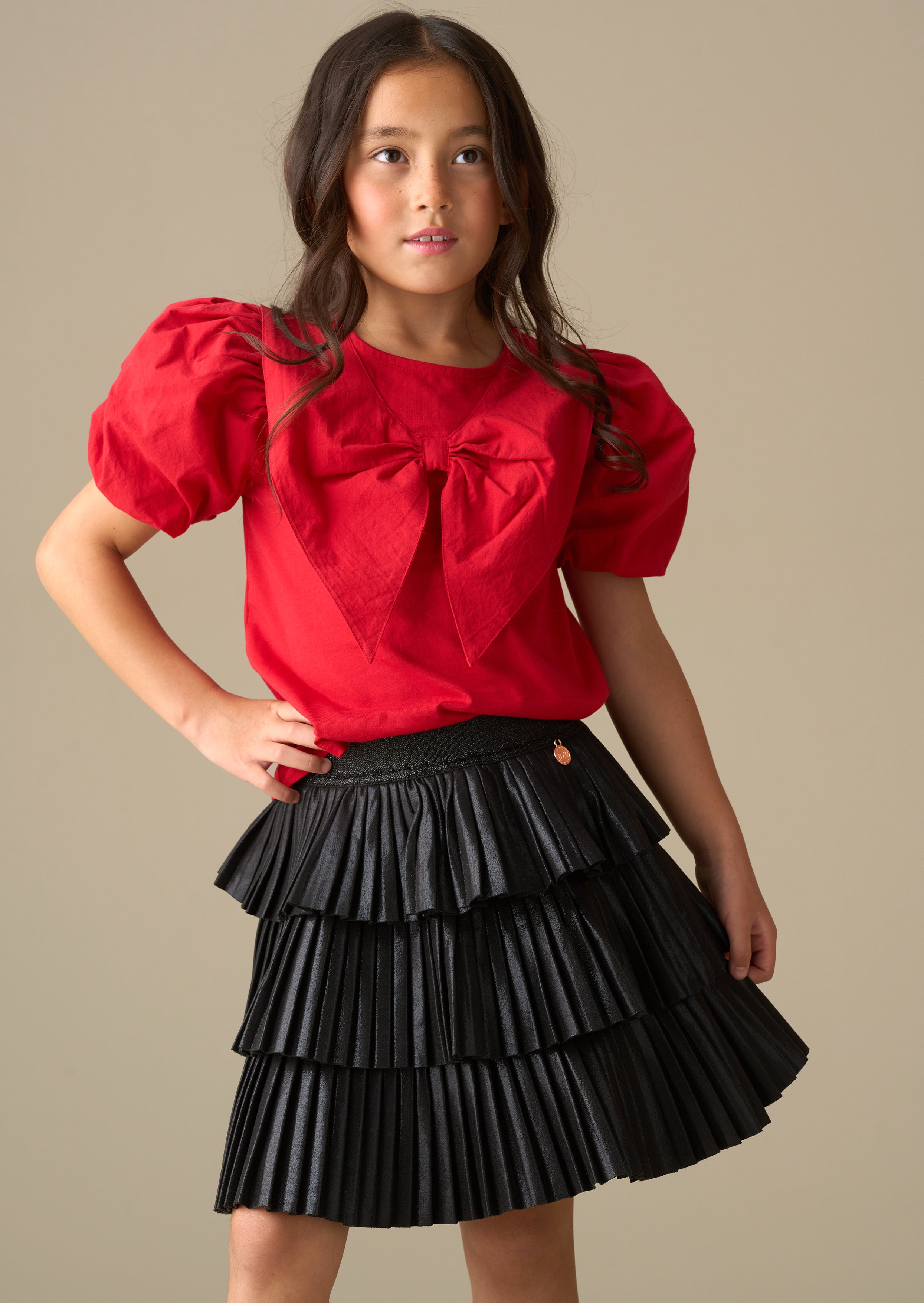 mini girl metallic tiered rara skirt