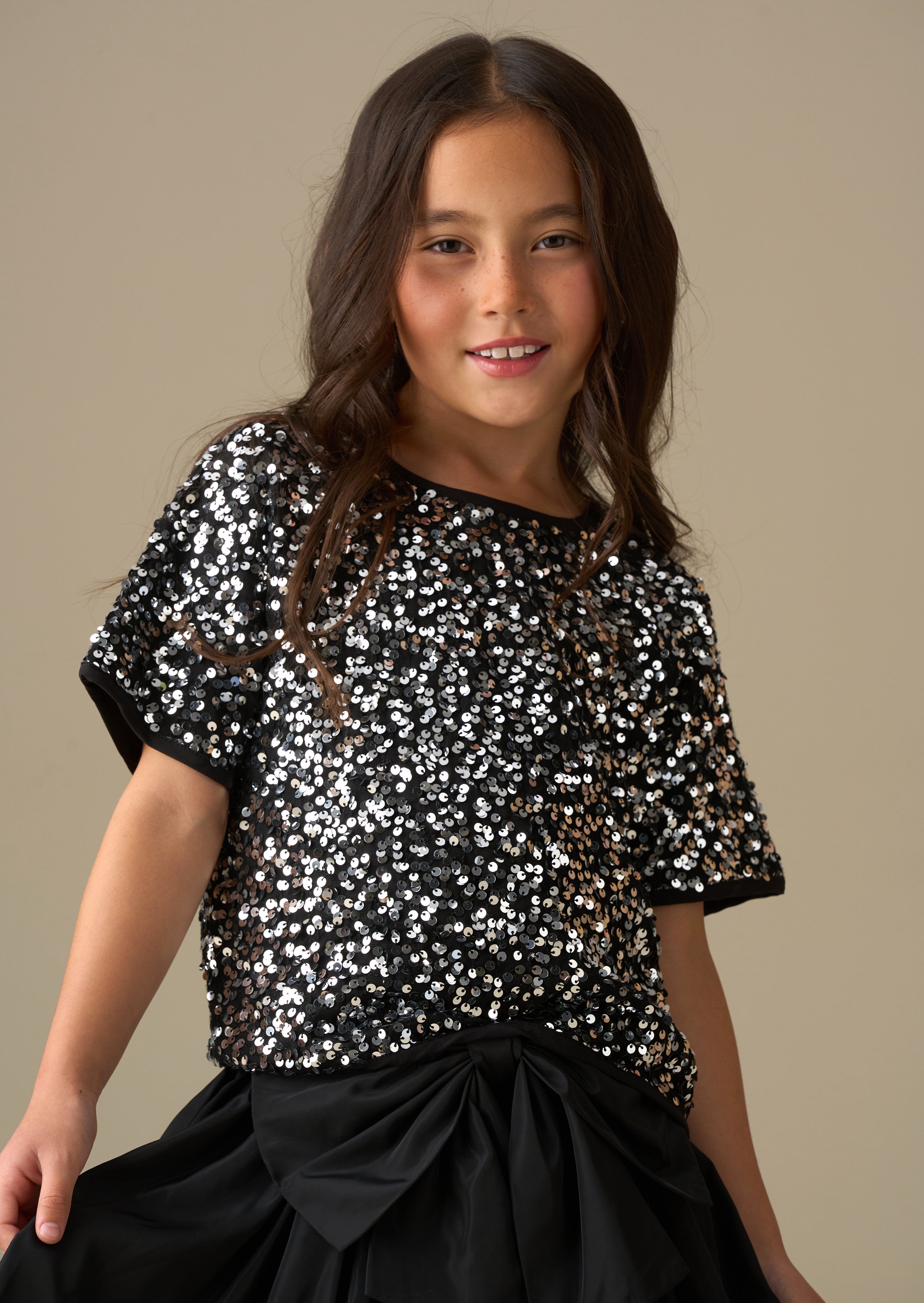 Girl Silver Sequin Top