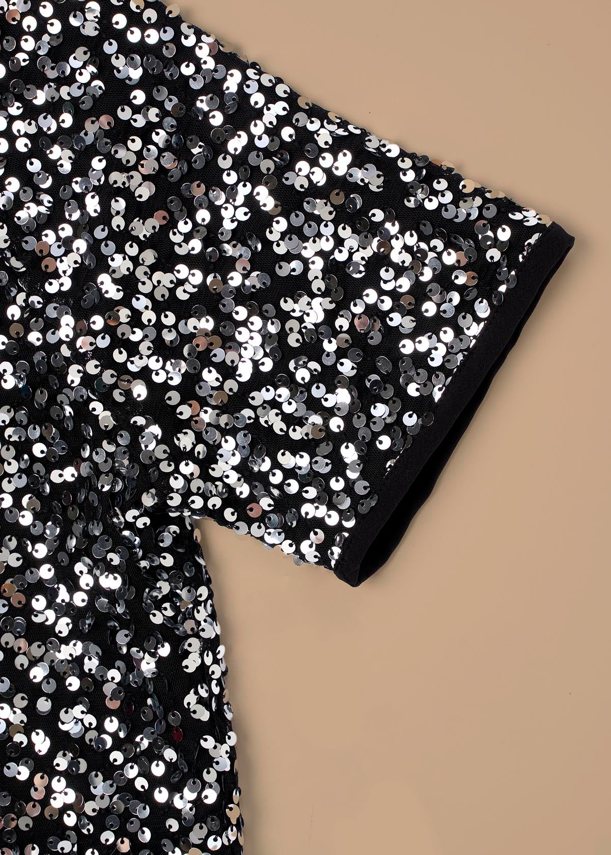 Leona Silver Sequin Top