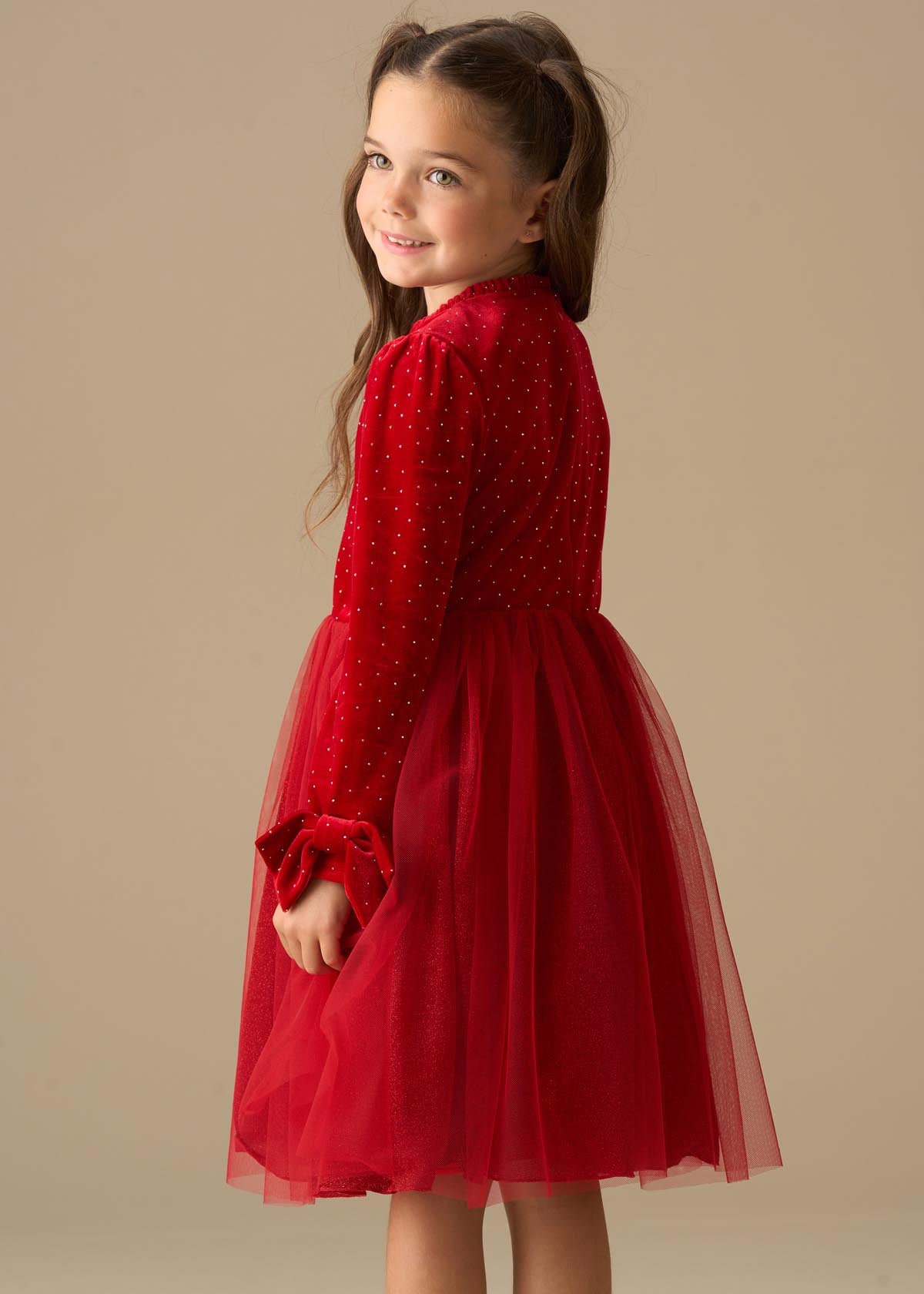 mini girl velvet tulle dress