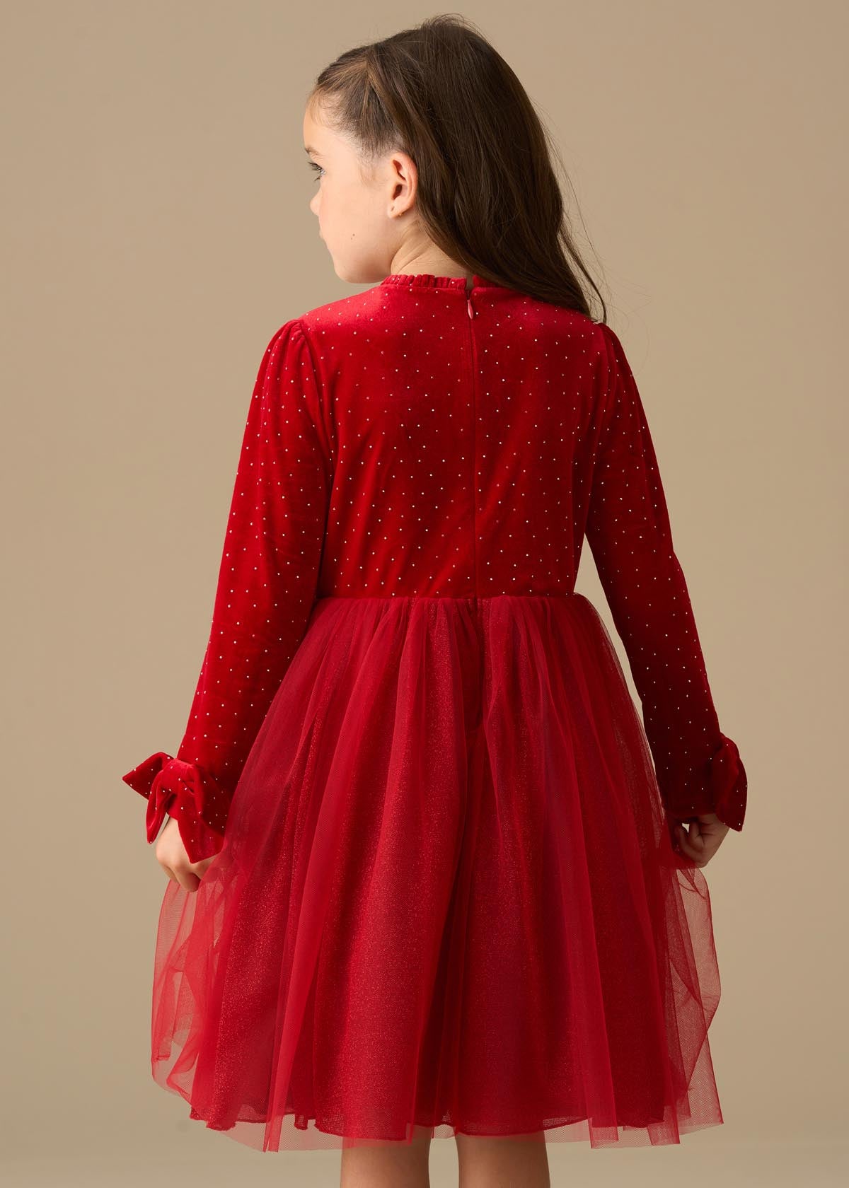 midi girl velvet tulle dress