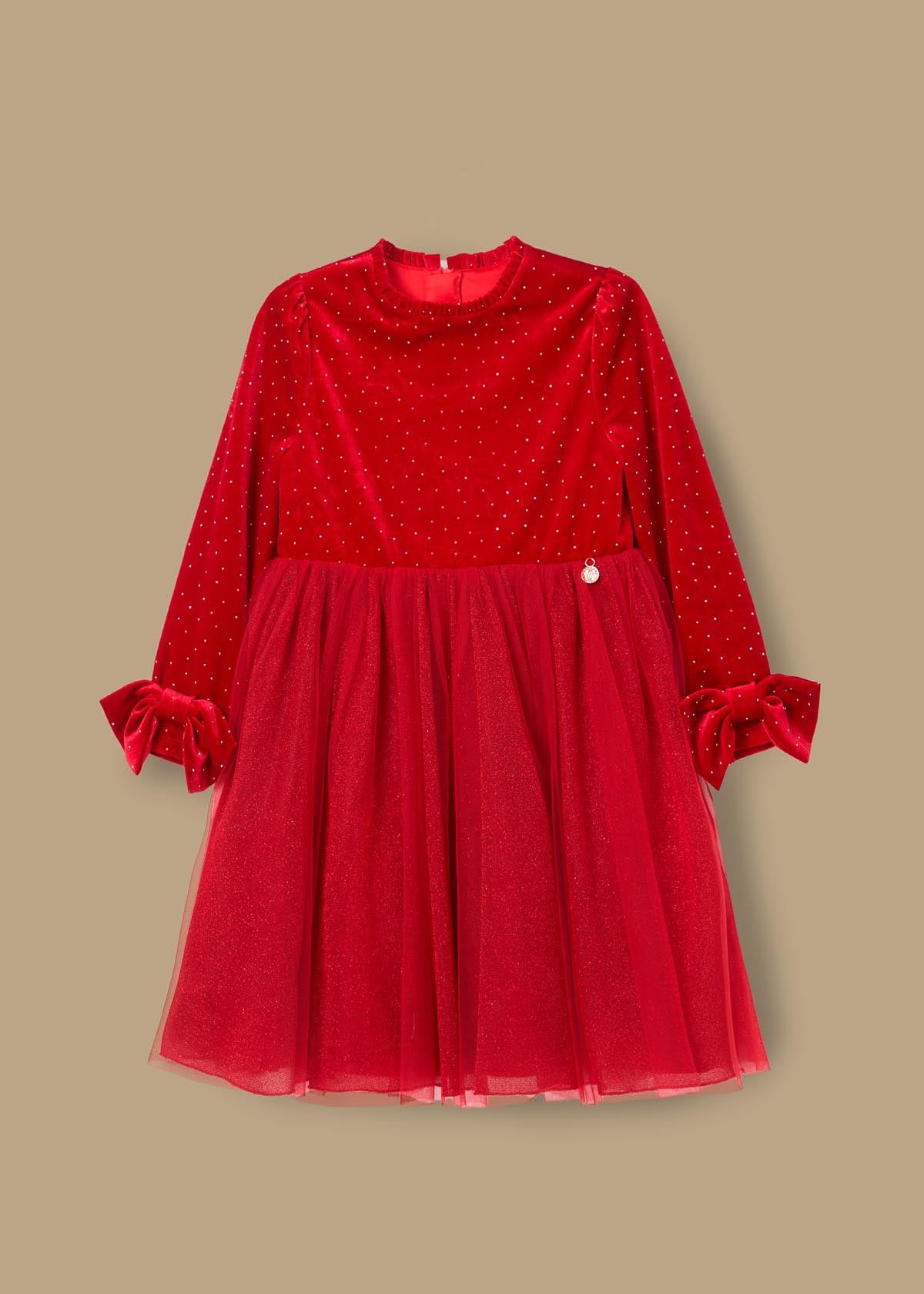 red girl velvet tulle dress