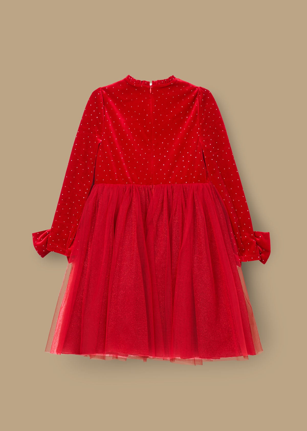 long sleeve girl velvet tulle dress