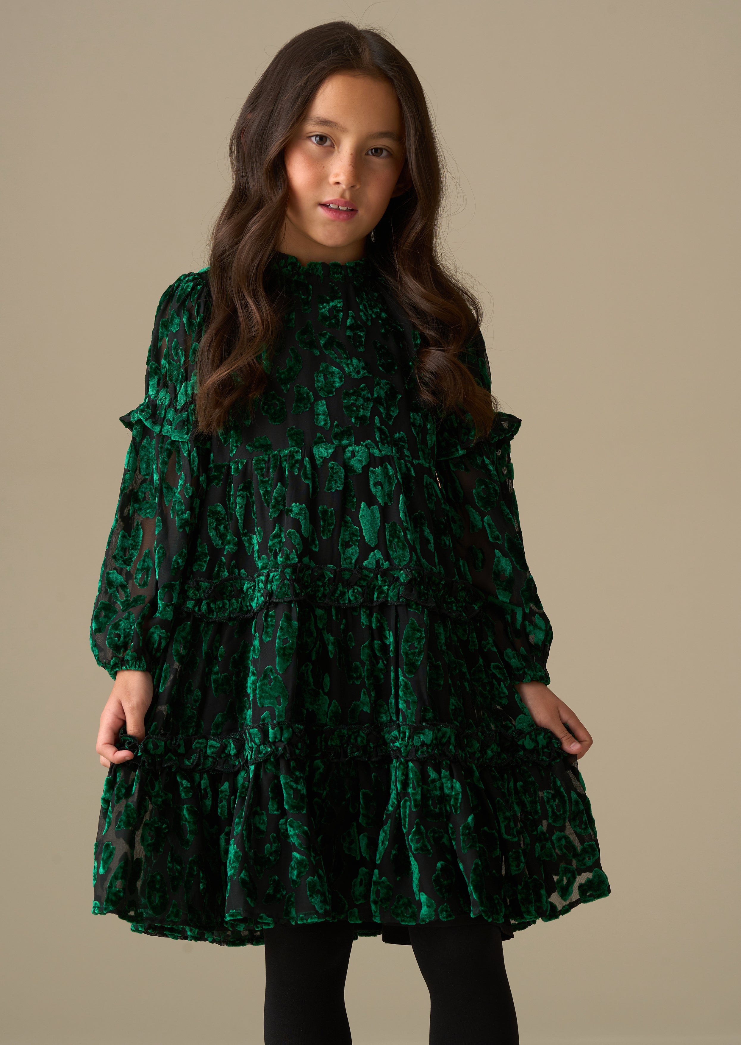 baby girl Devore Velvet Tiered Dress