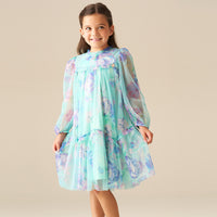 Beatrice Mint Mesh Frill Daisy Print Dress