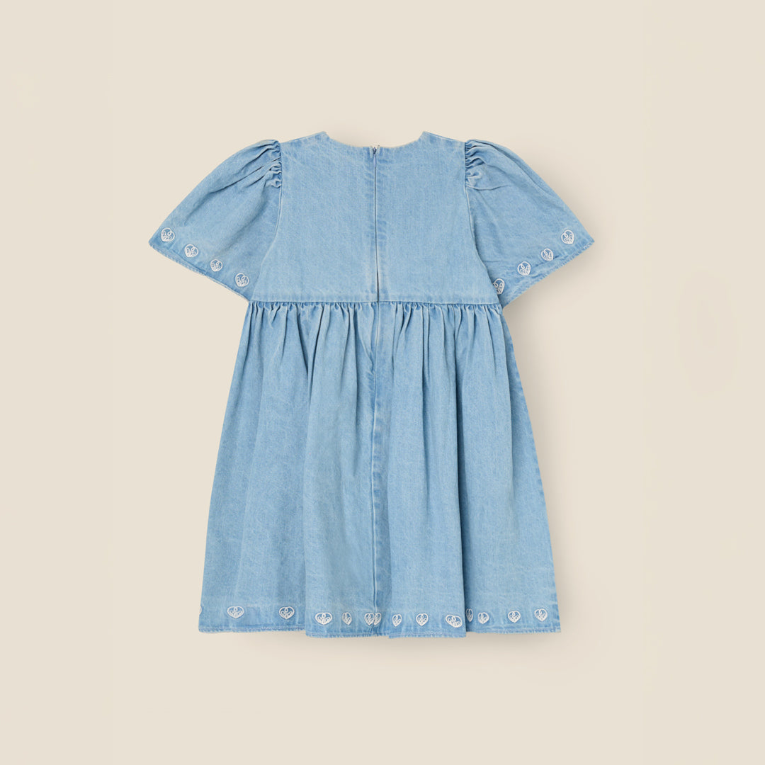 Reyna Denim Embroidered Swing Dress Blue