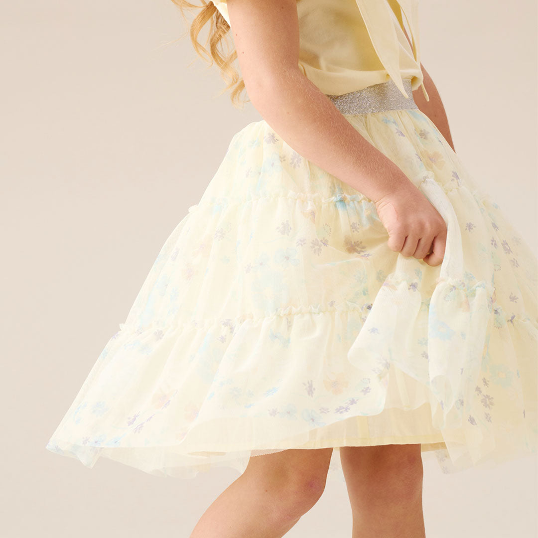 Mae Floral Print Mesh Skirt