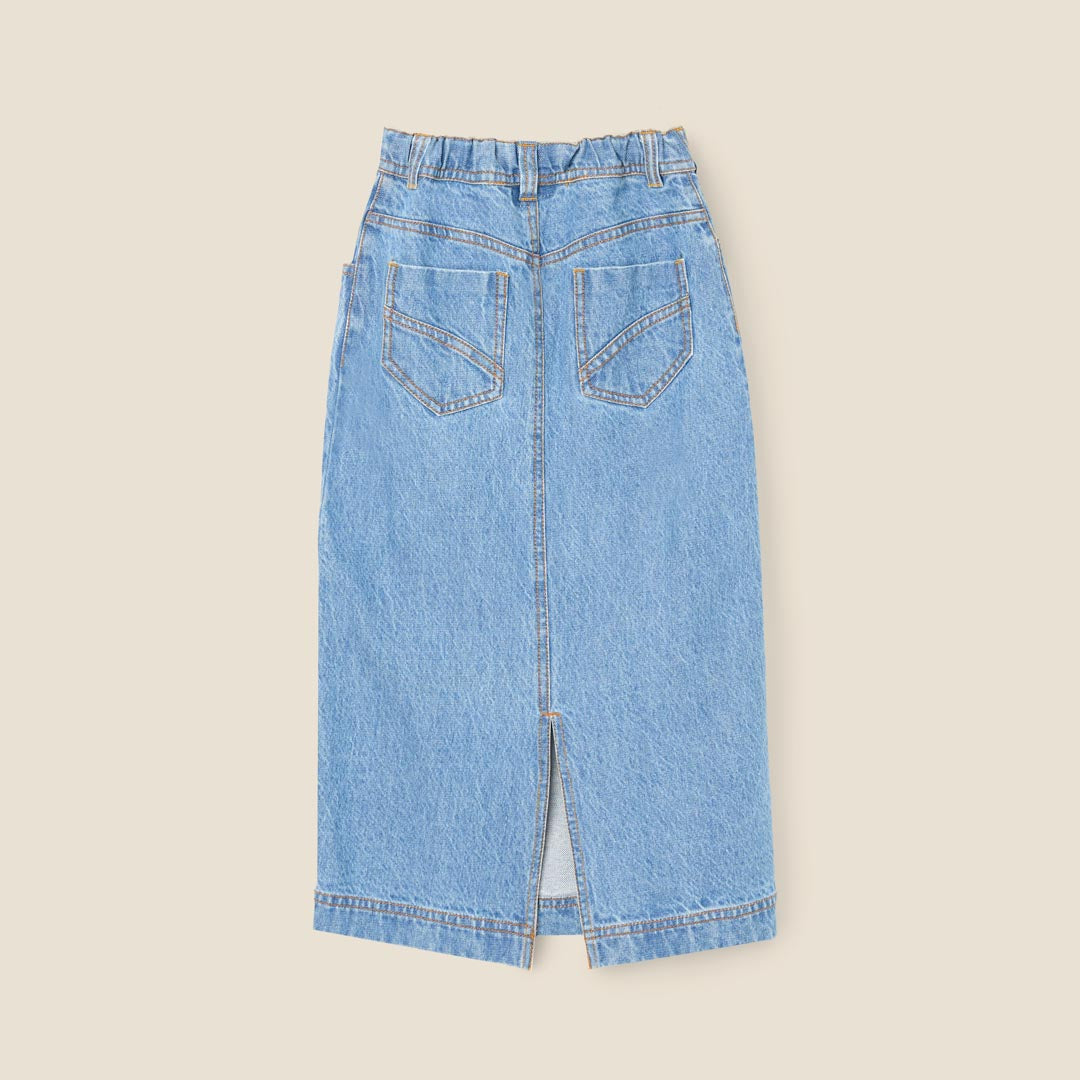 Kendal Asymmetric Waist Denim Midi Skirt - Angel & Rocket