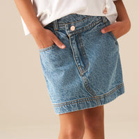 Kendal Asymmetric Waist Denim Mini Skirt