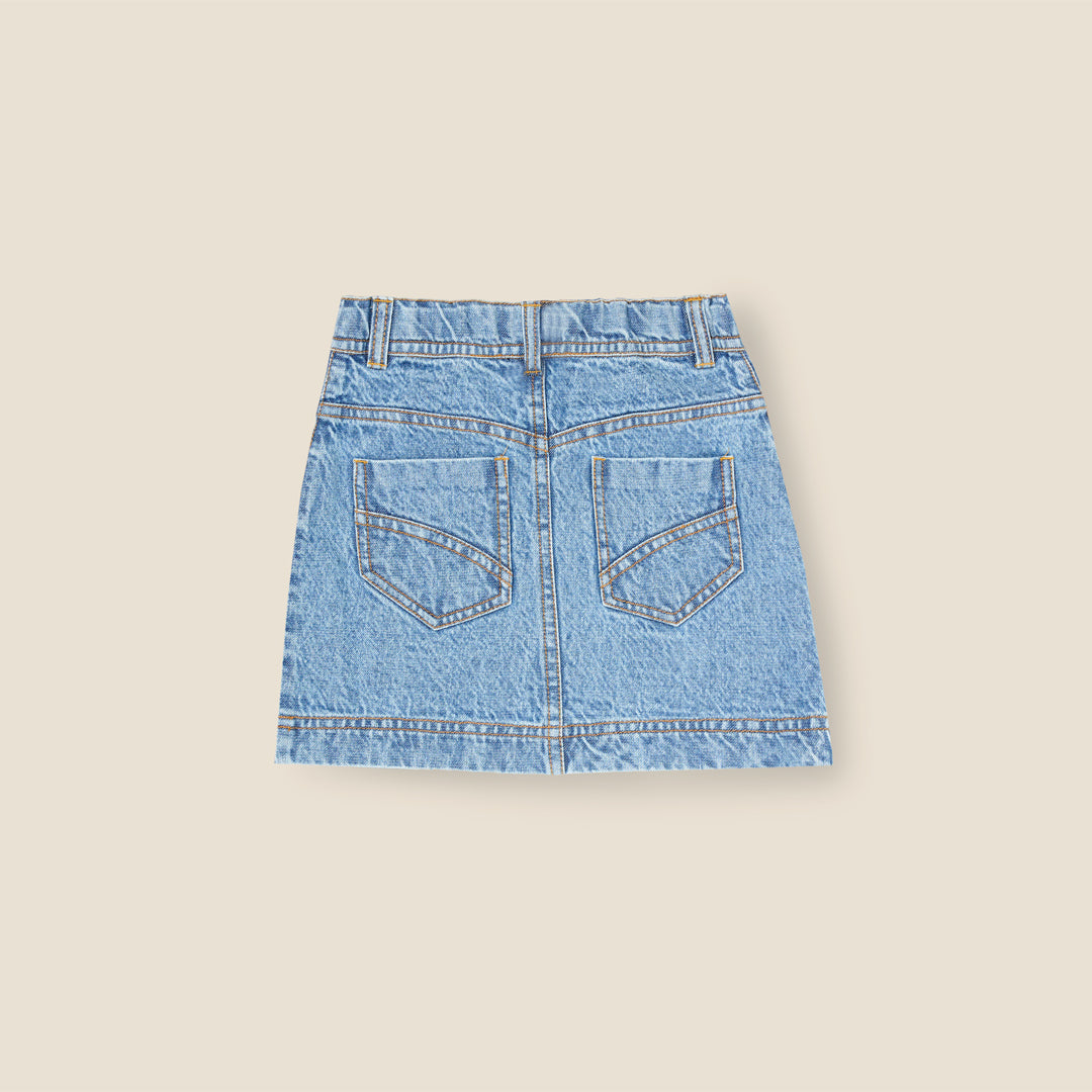 Kendal Aysmmetric Waist Denim Mini Skirt