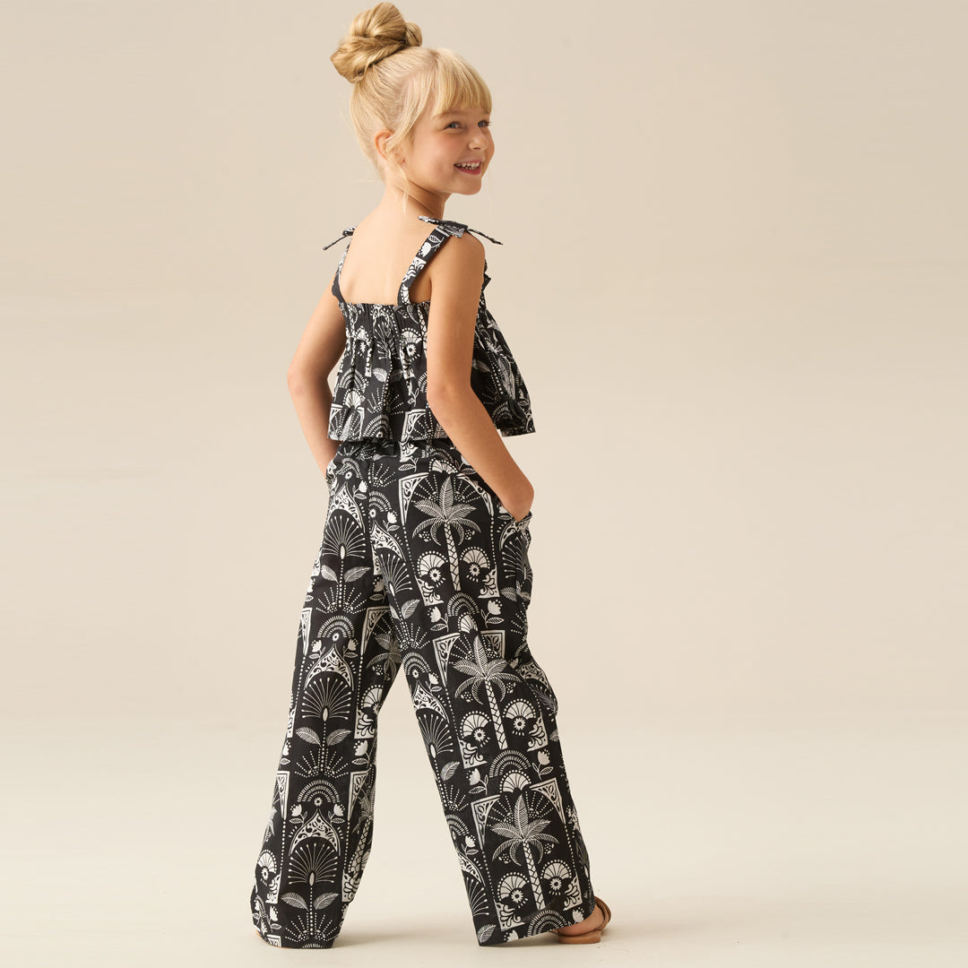 Amie Monochrome Palm Print Top And Trouser