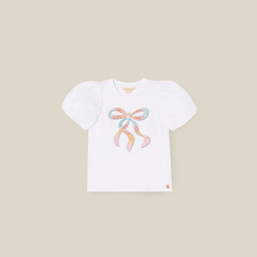 Elodie Sequin Bow Puff Sleeve Top