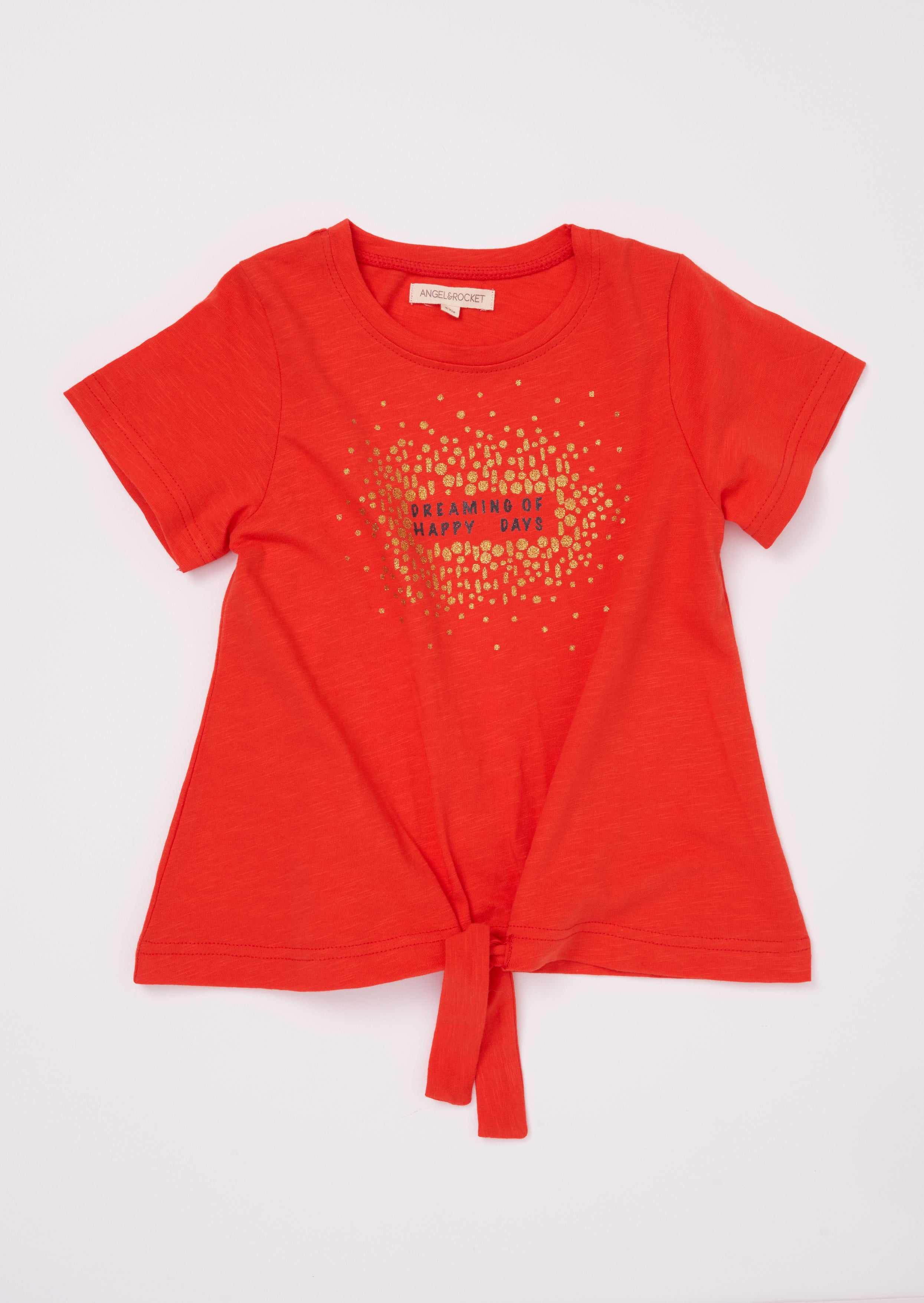 Girls Happiness Printed Red T-Shirt