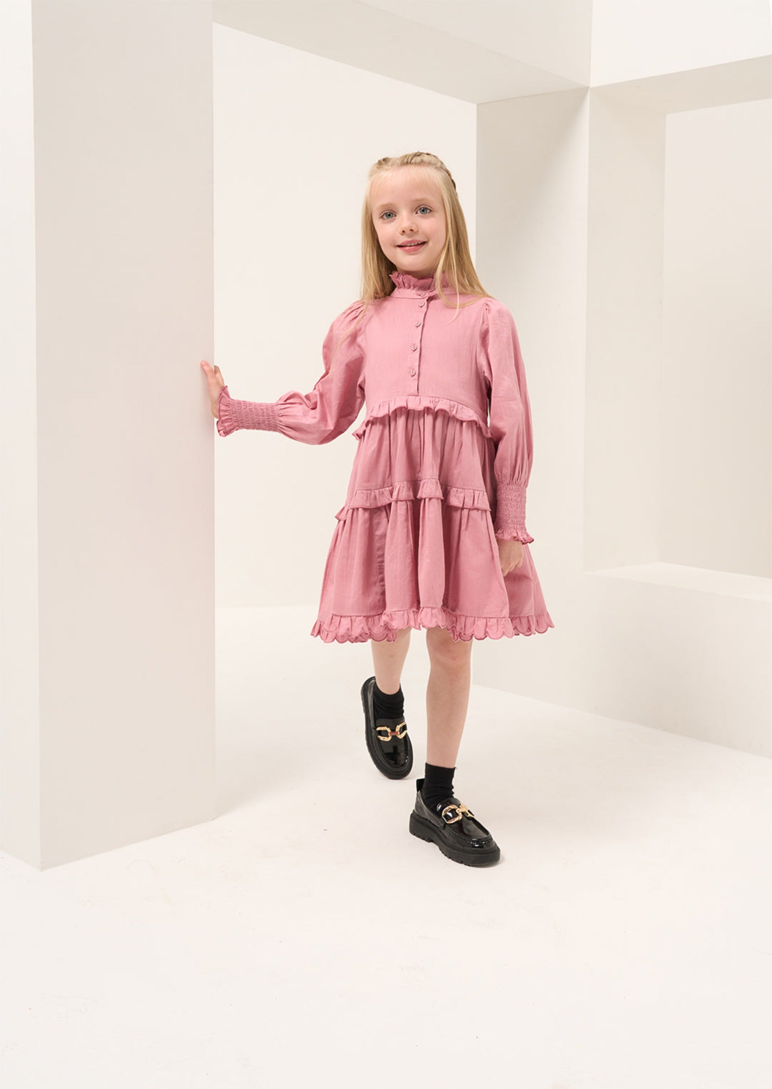 Cordelia Pink Vintage Frill Dress