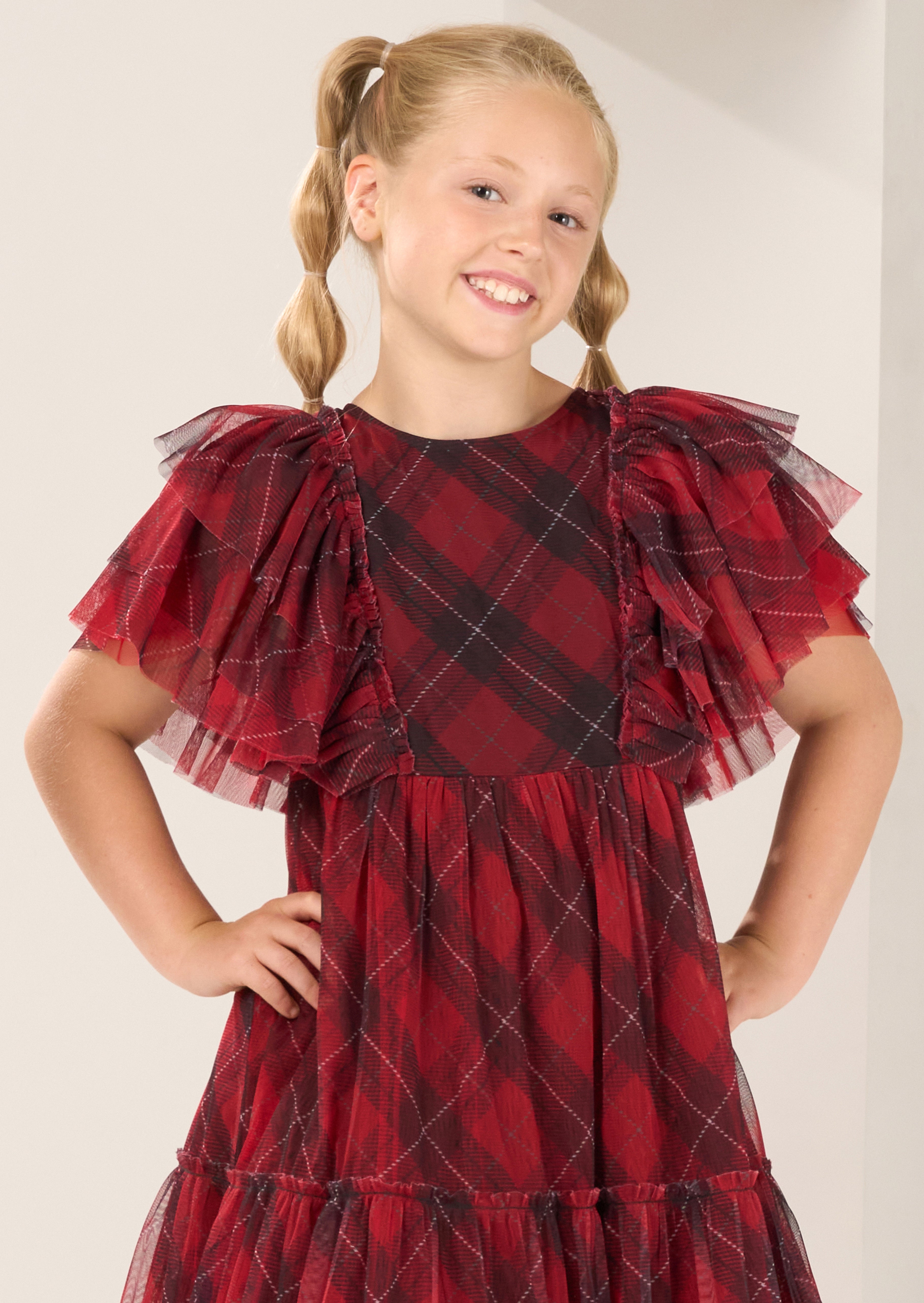 Angel Rocket Girls Checked Red Dresses - Main Image