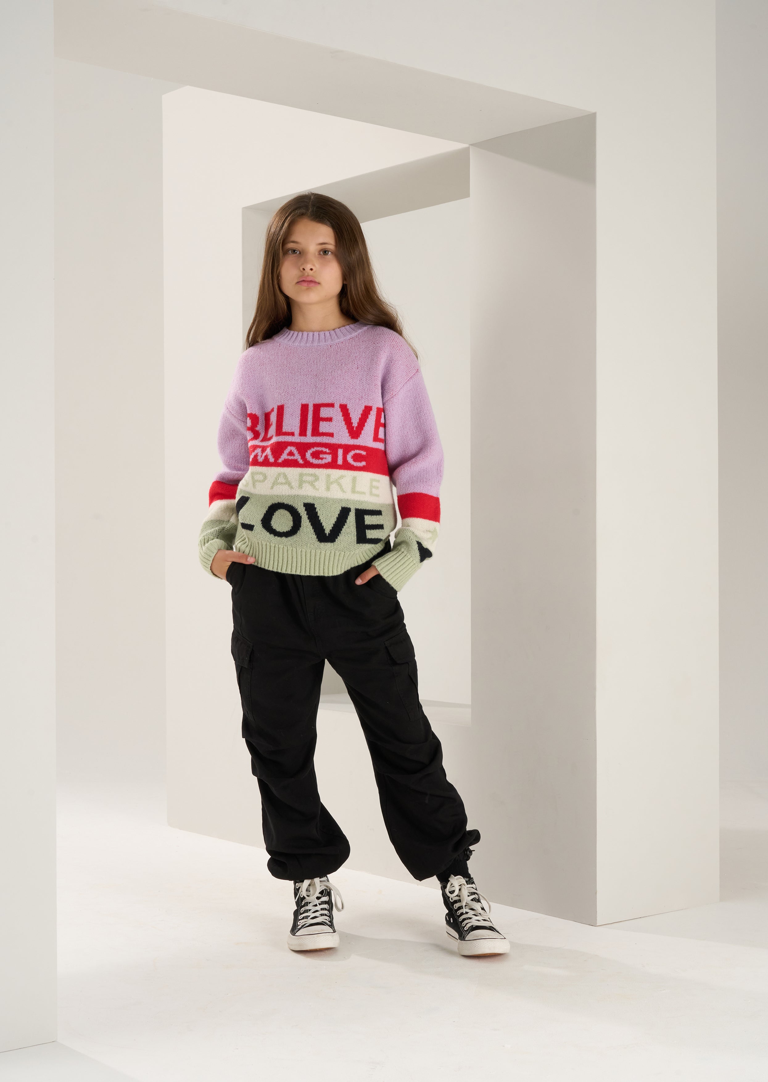 Norah Pink Believe Slogan Jumper