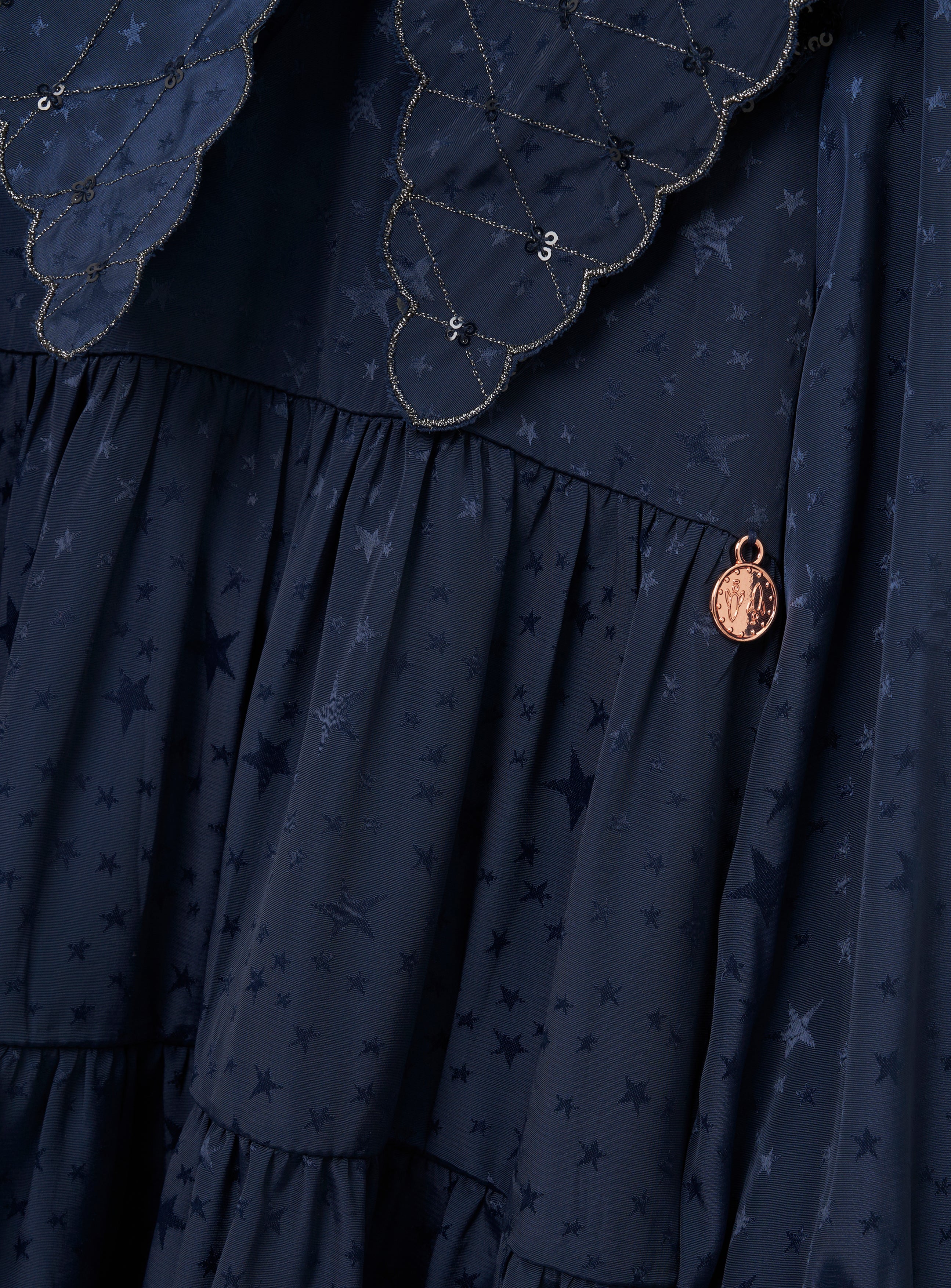 Sophia Navy Jacquard Star Dress