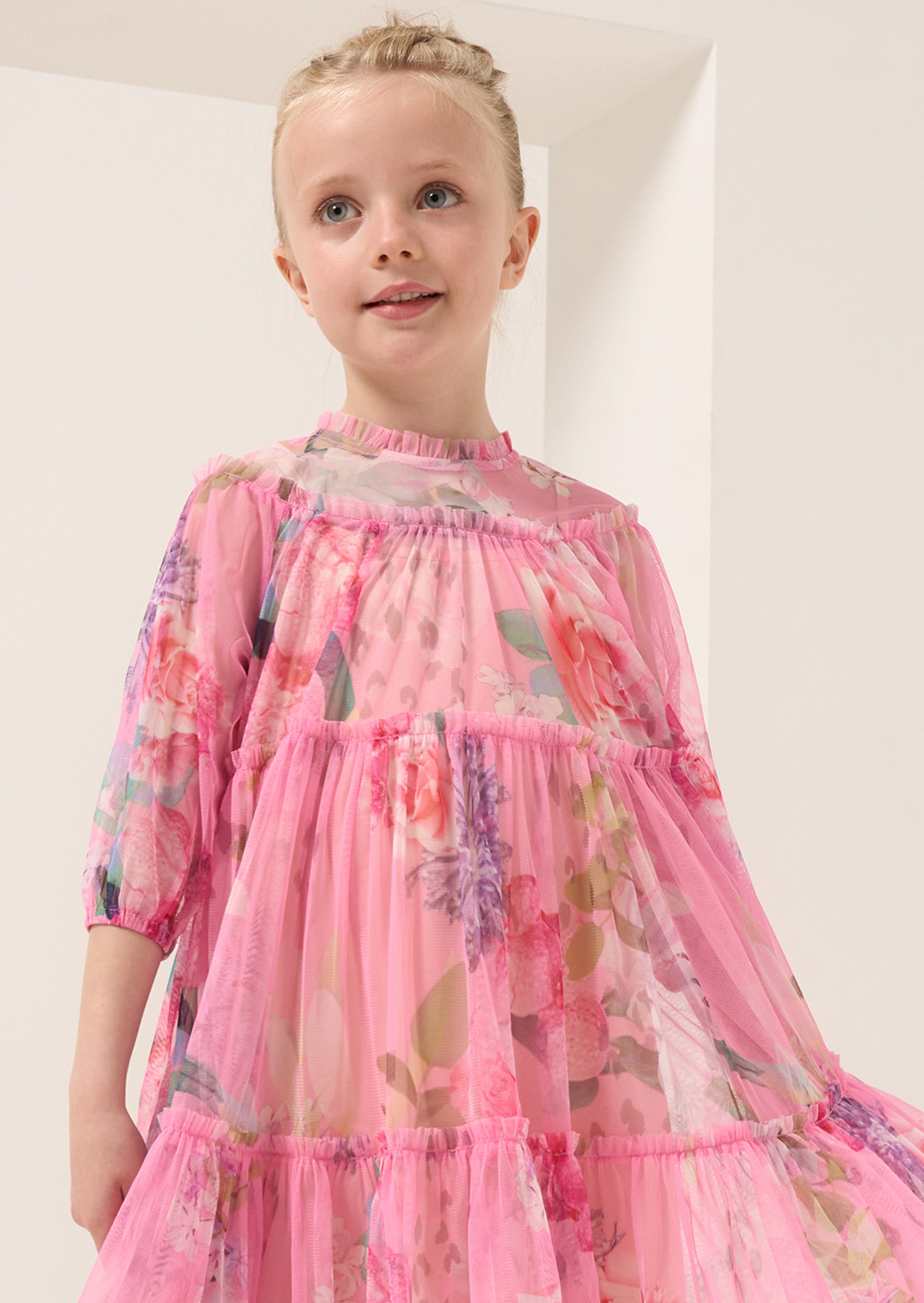Eleanor Floral Printed Mesh Dress
