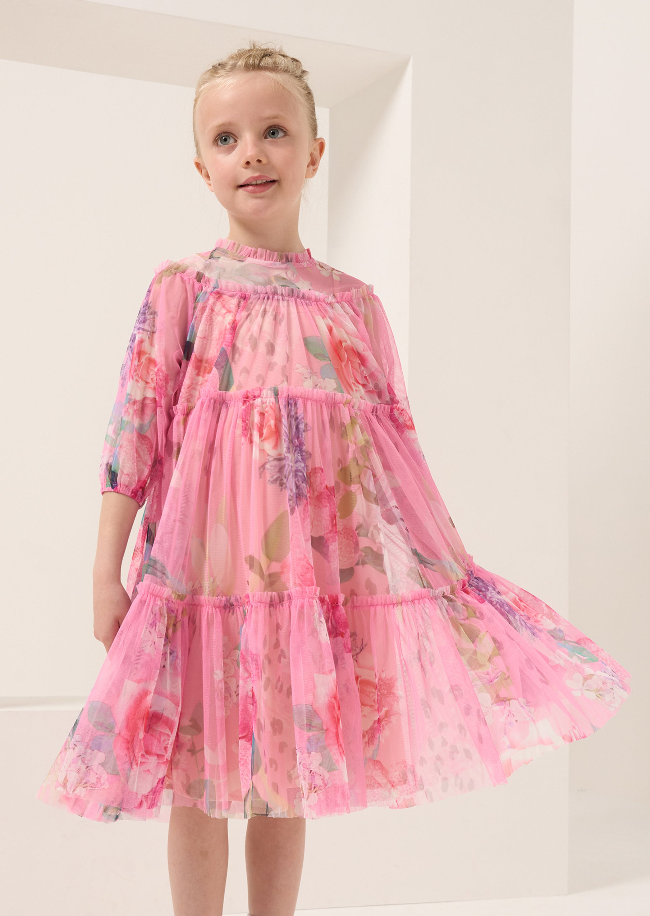 Eleanor Floral Printed Mesh Dress
