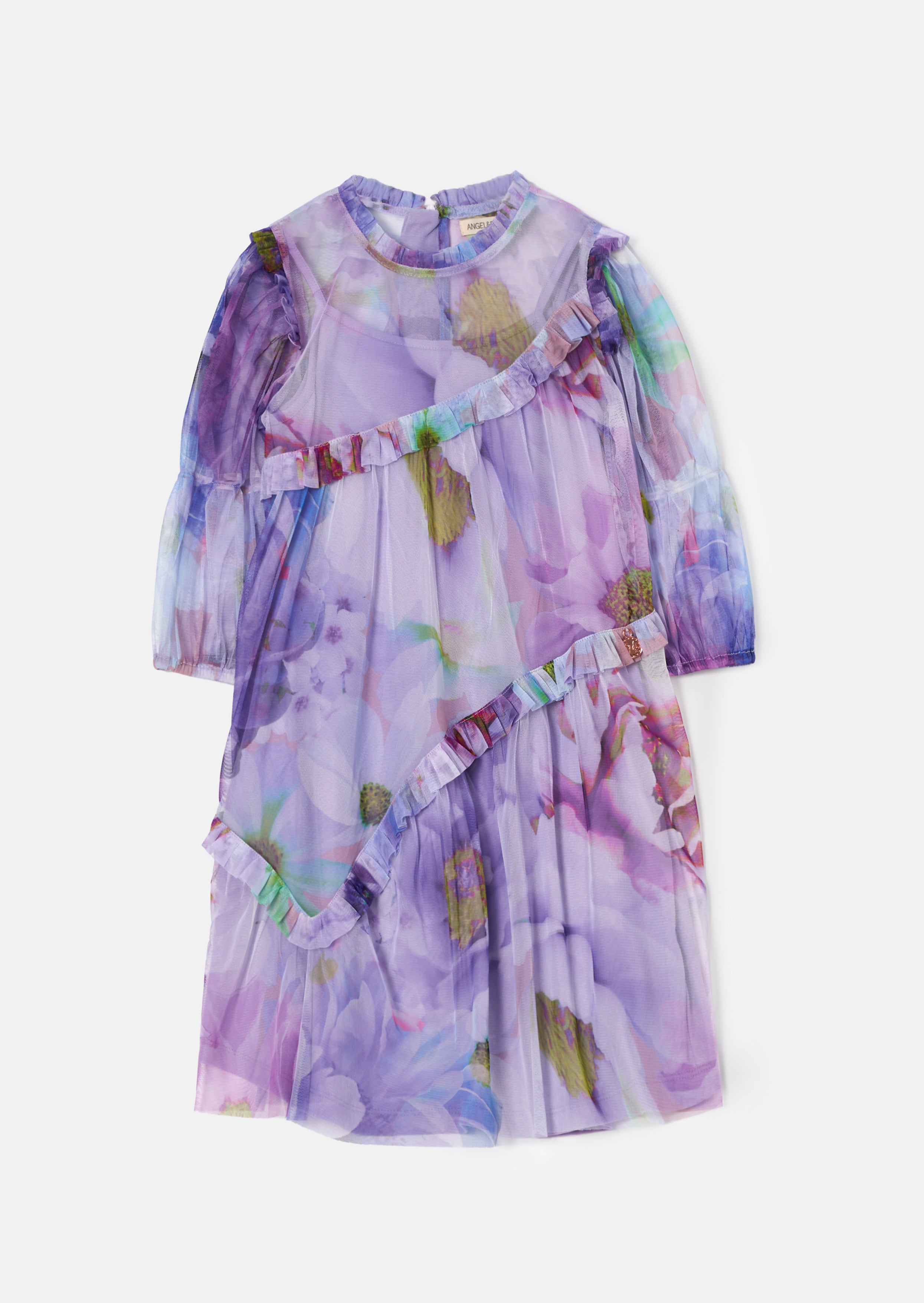 Beatrice Lavender Print Mesh Dress
