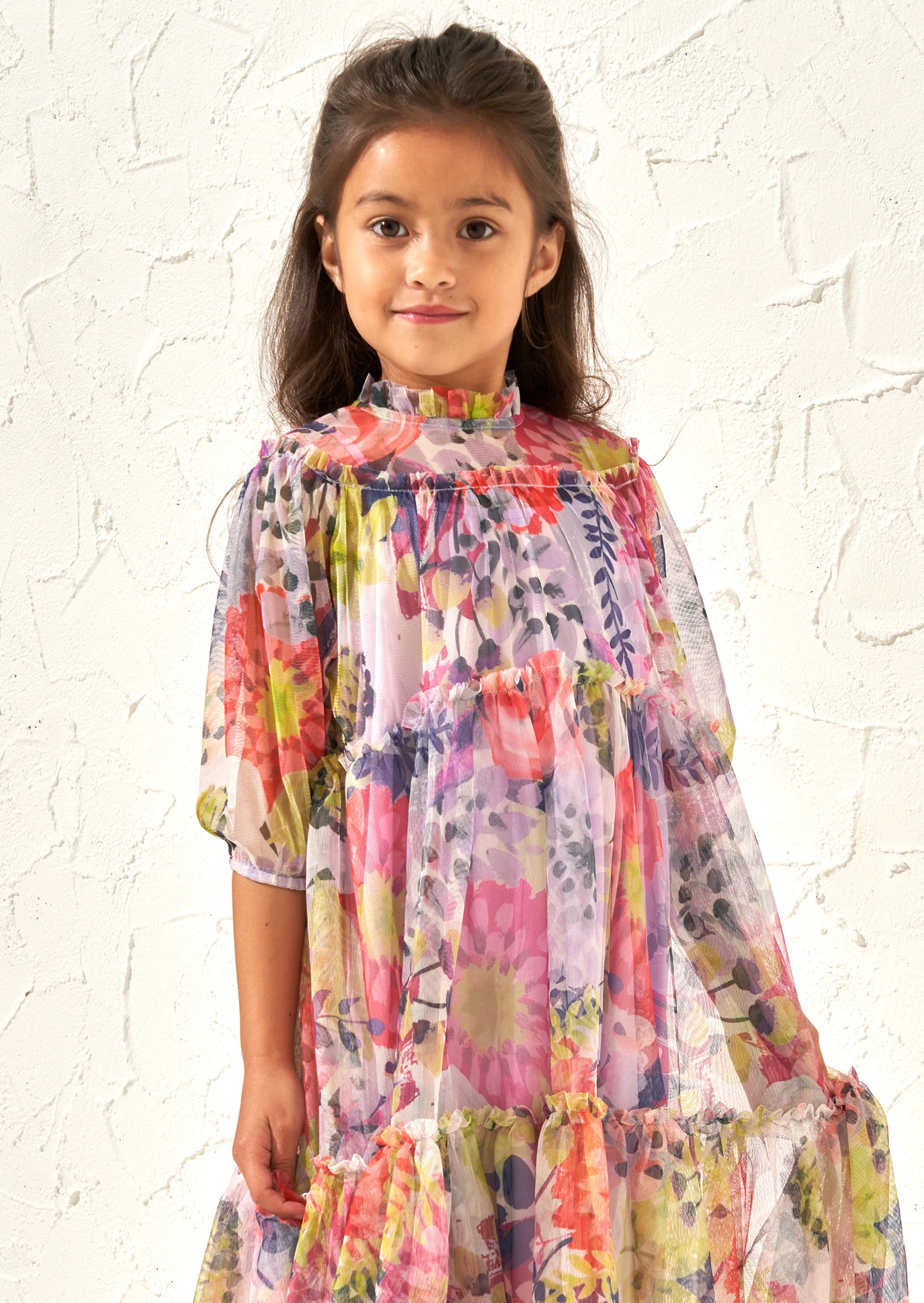 Eleanor Pink Print Mesh Dress