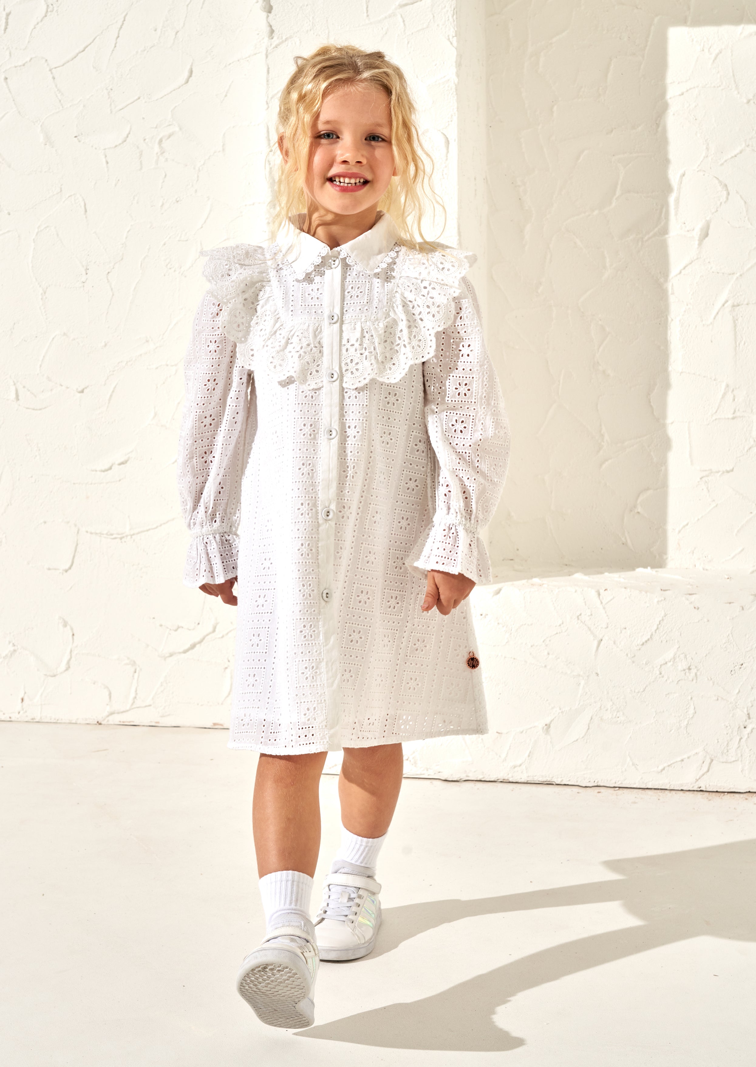 Amelie White Broderie Shirt Dress