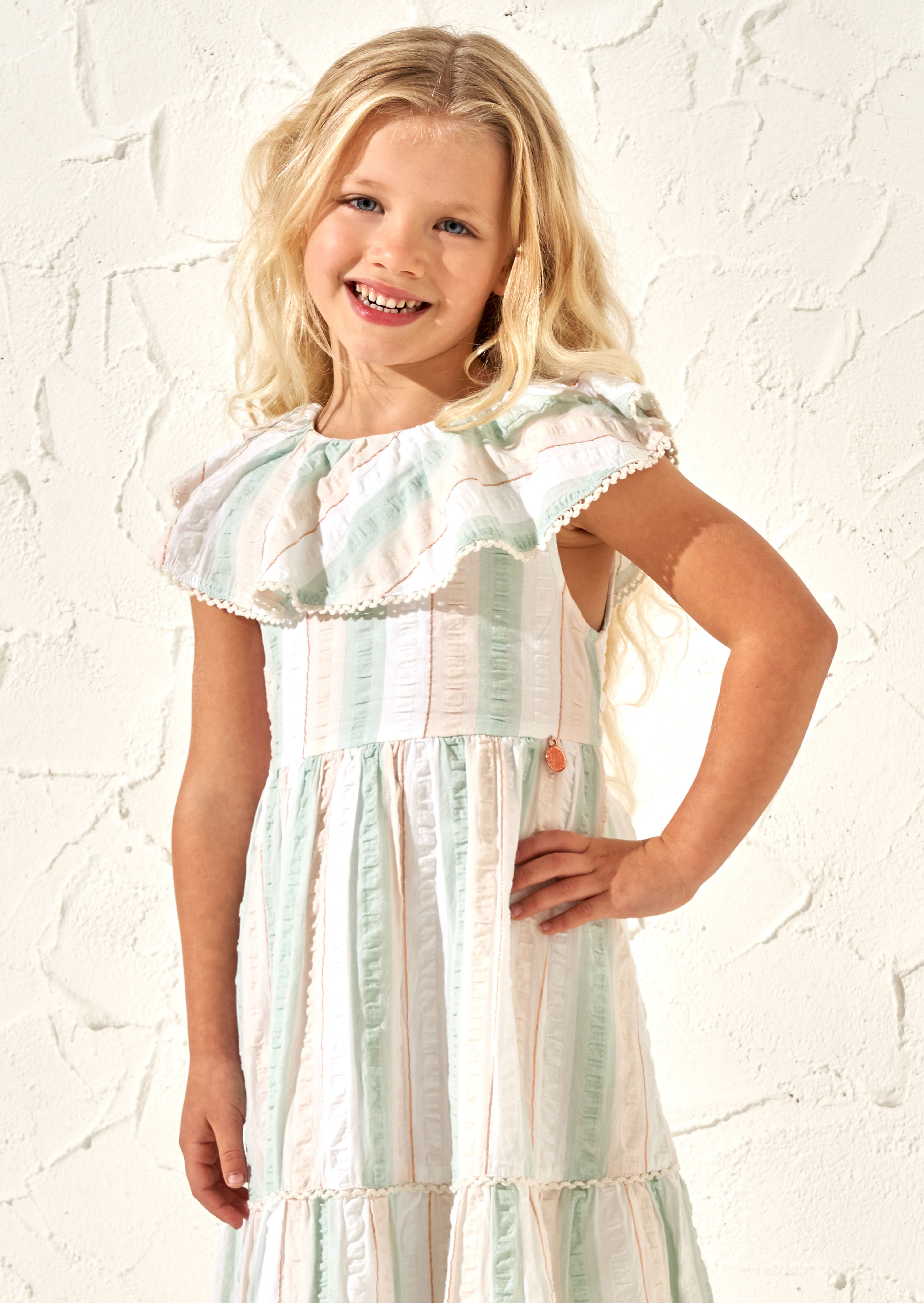 Tasha Green Stripe Collar Sundress