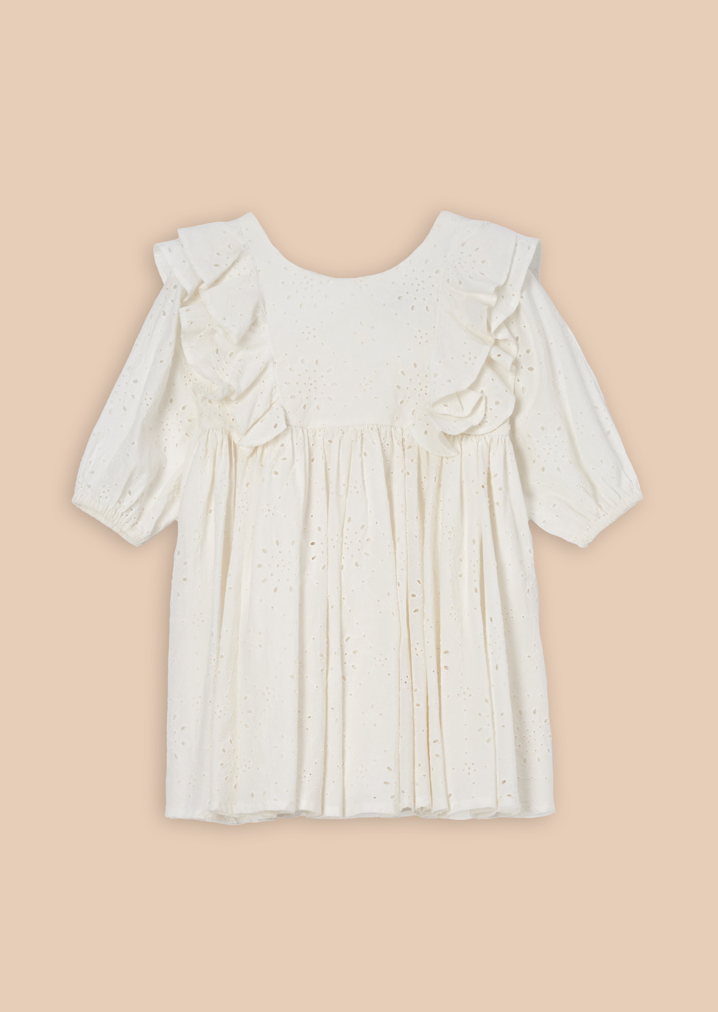 Alessandra White Broderie Ruffle Dress