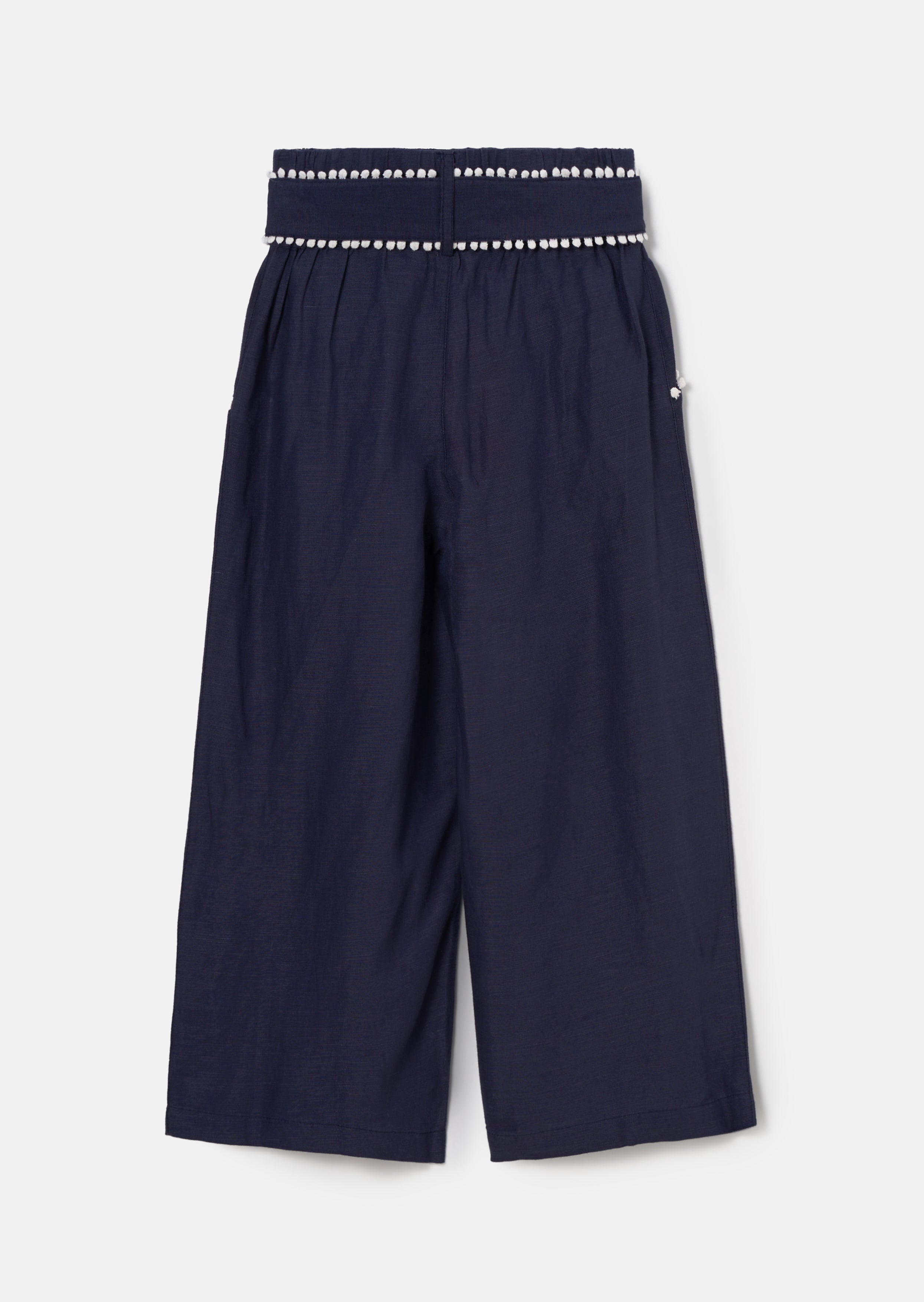 Erica Navy Tie Waist Cropped Trousers - Angel & Rocket