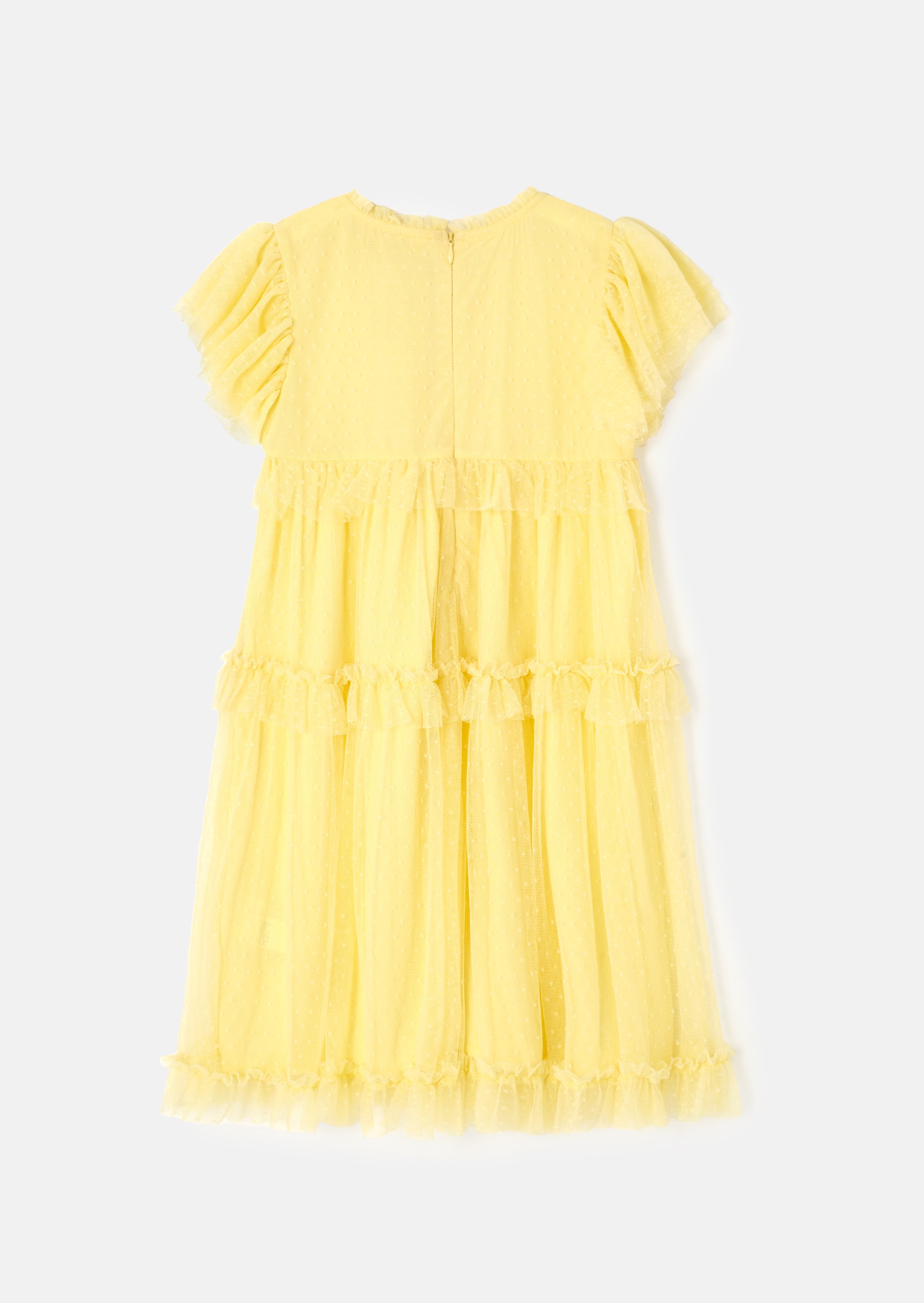 Luisa Yellow Embroidered Mesh Dress