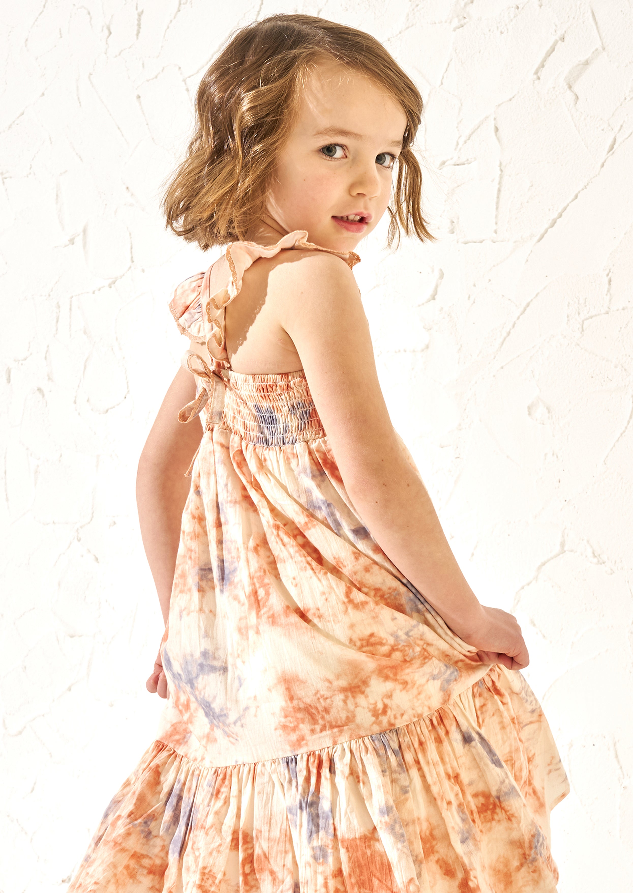 April Orange Pastel Tie Dye Dress
