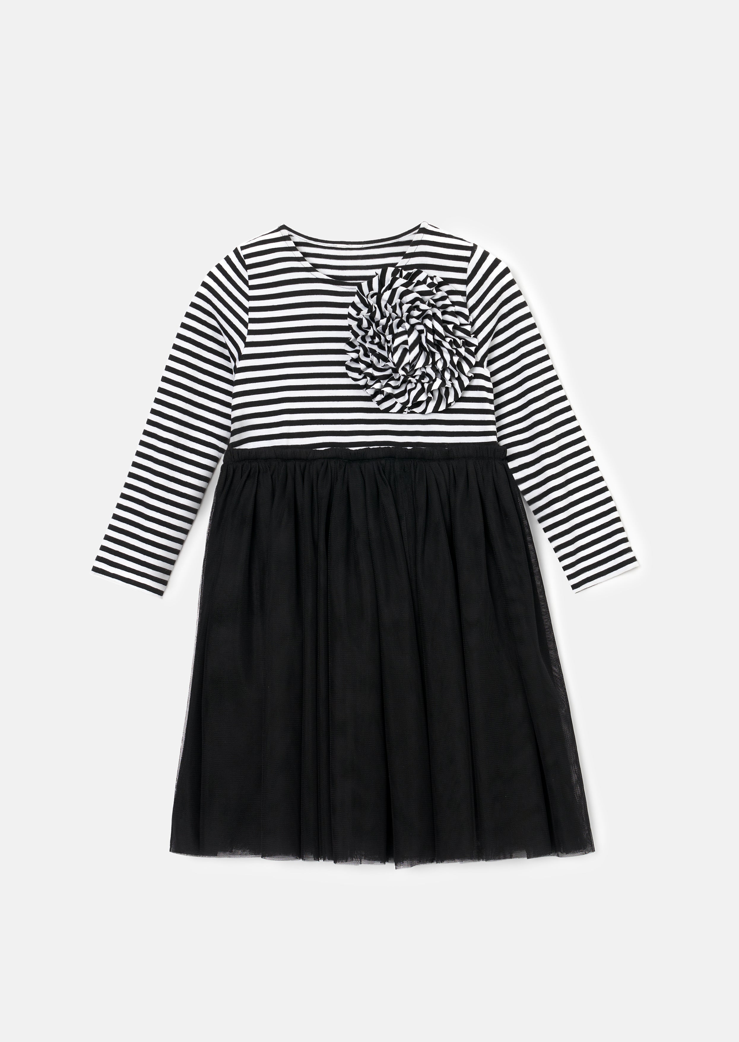 Carrie Stripe Corsage Dress Black