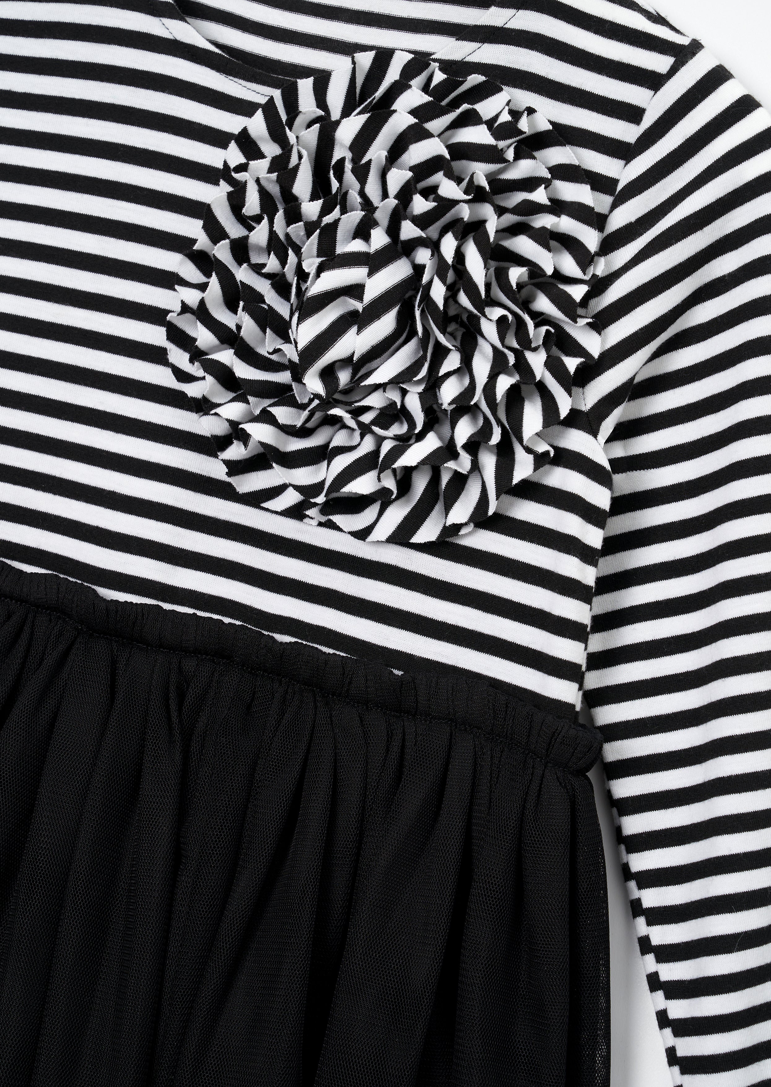 Carrie Stripe Corsage Dress Black