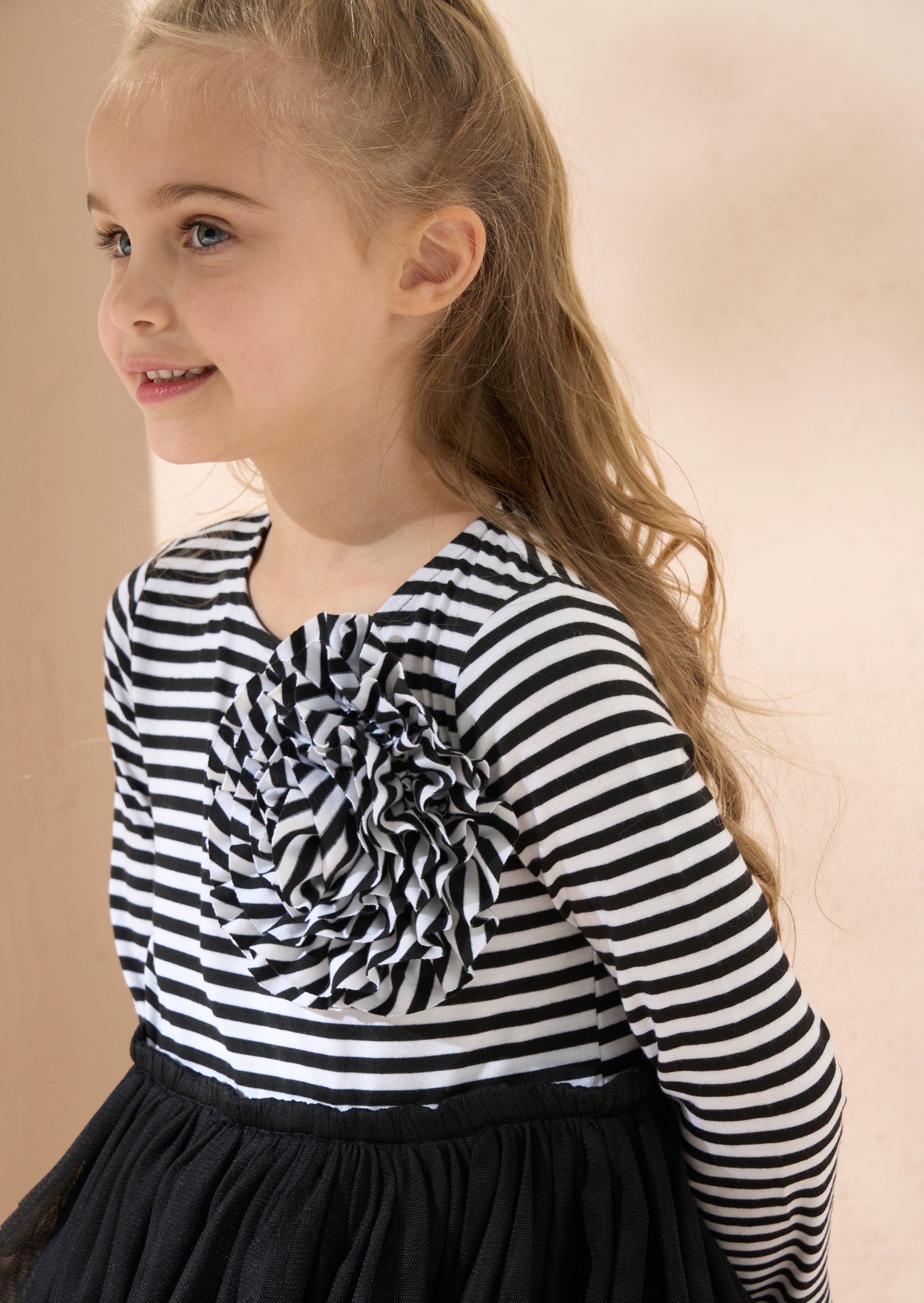 Carrie Stripe Corsage Dress Black