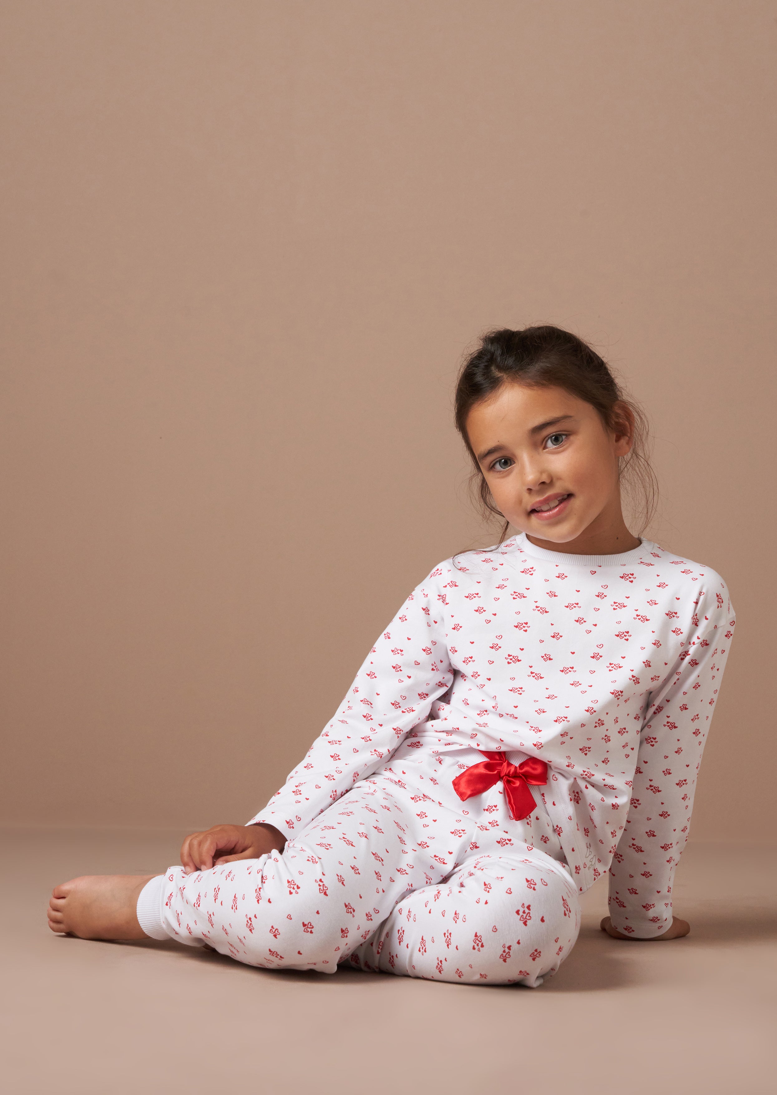 Alba Ecru Mini Heart PJs - Main Image