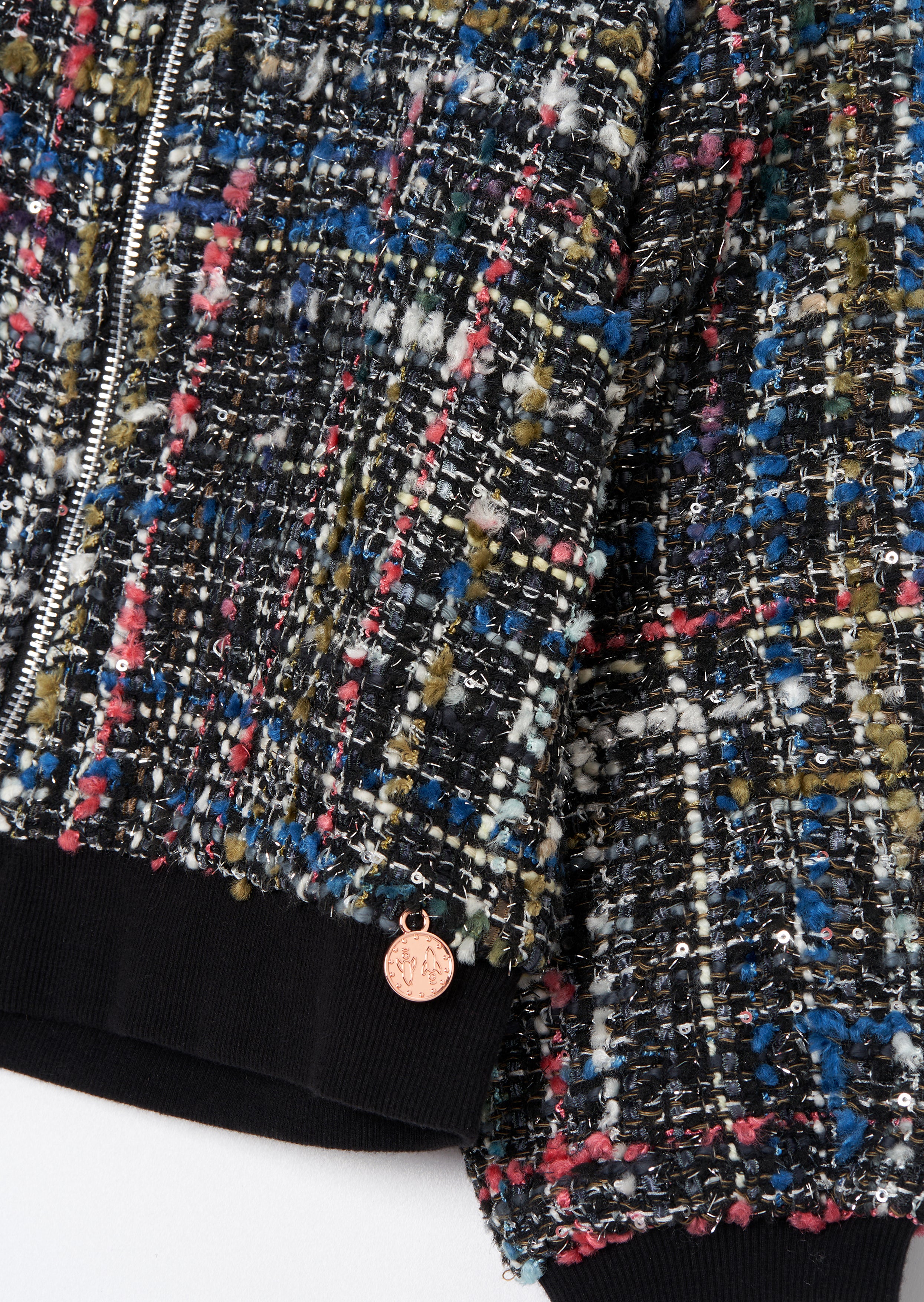 Dancia Black Tweed Bomber Jacket